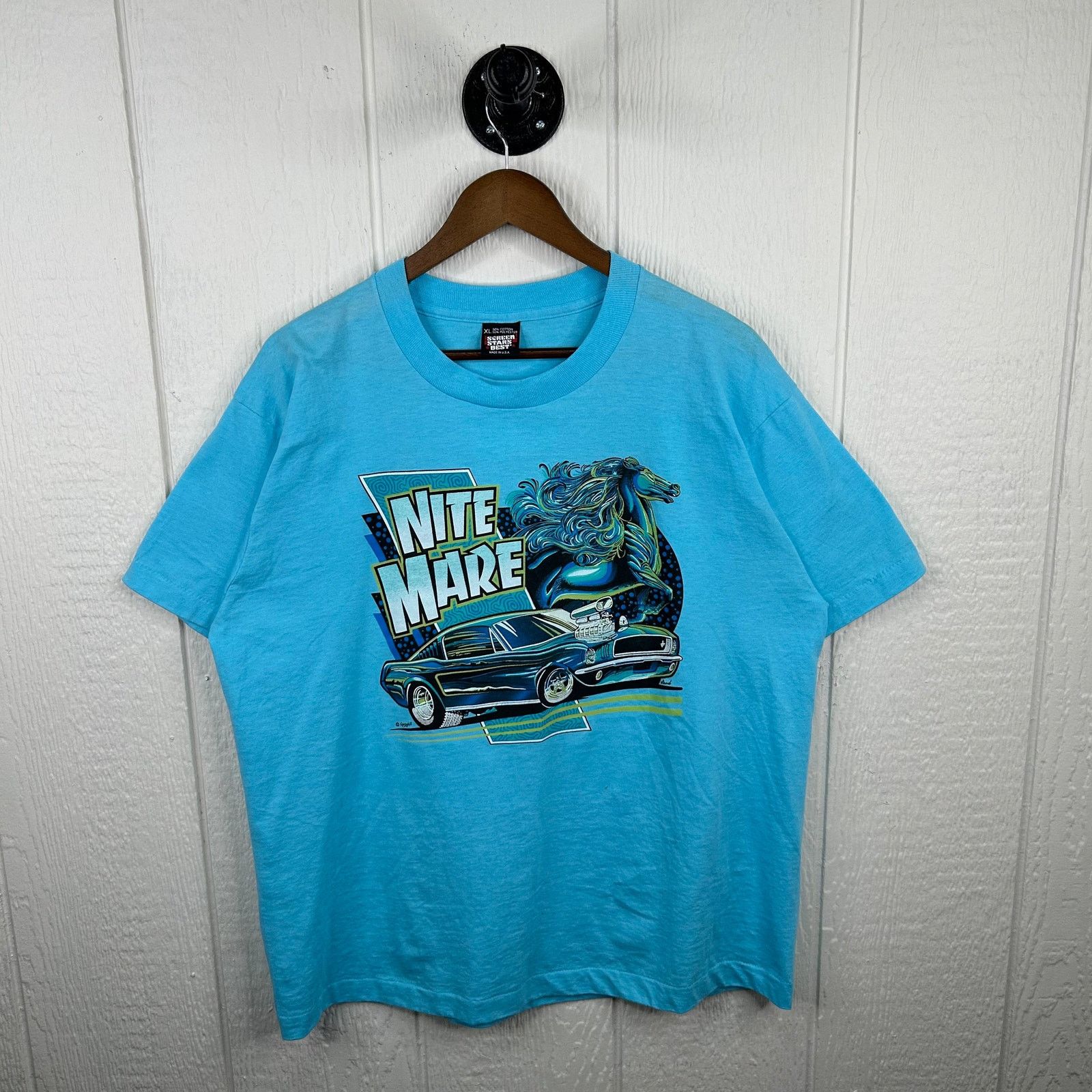 Other Vintage 90s Nite Mare Mustang Car Racing Graphic Tee X-Large Size US XL / EU 56 / 4 - 1 Thumbnail