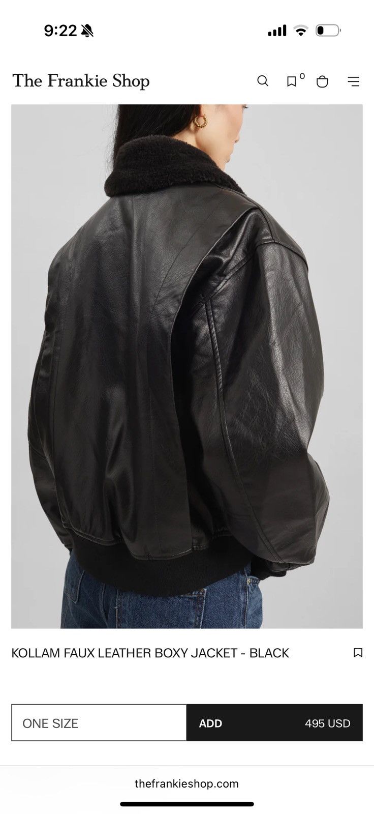 Frankie Shop Flight leather bomber jacket ysl style Size ONE SIZE - 8 Thumbnail