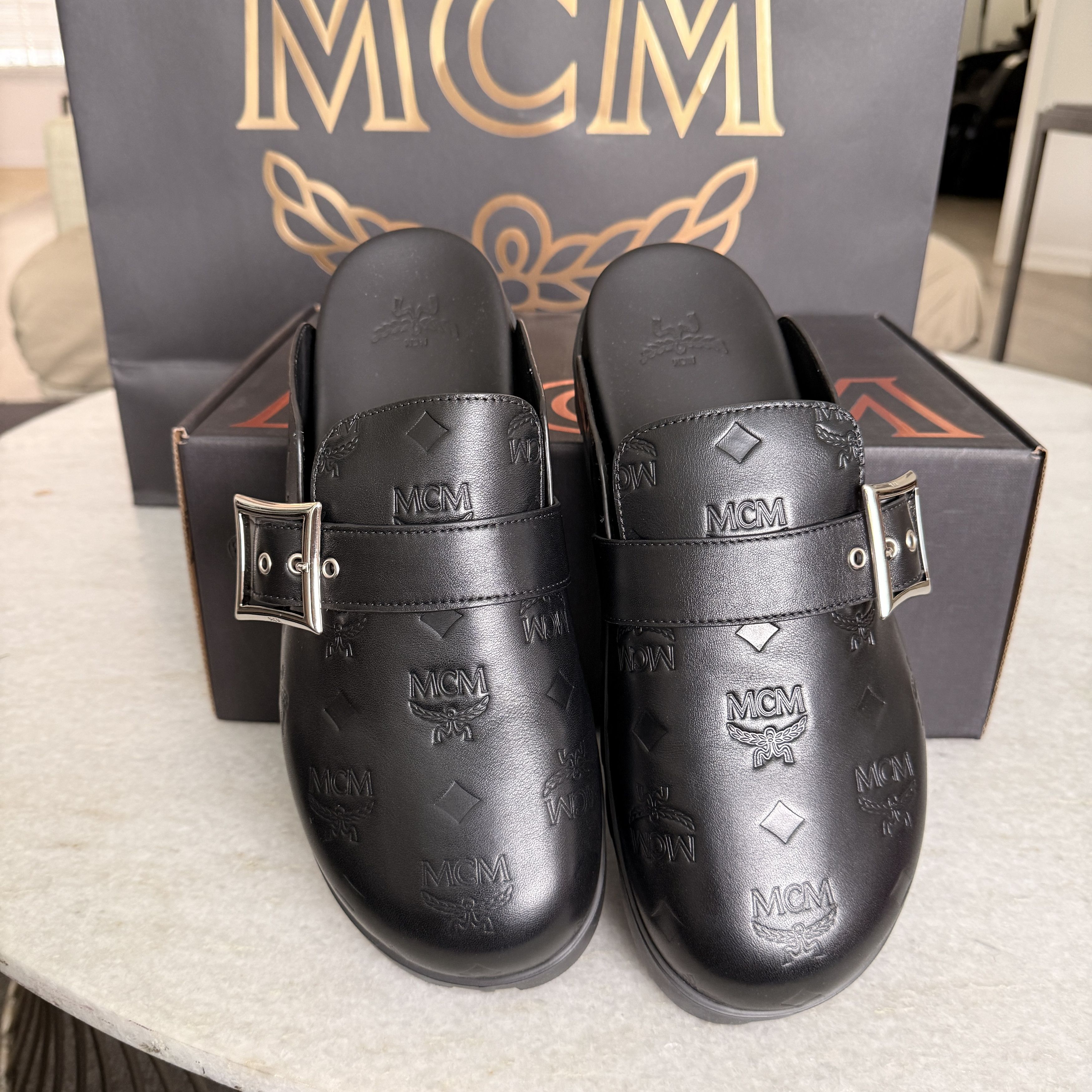 MCM MCM Leather Men’s Buckle Clogs (Flat Mule In Black) Size 45 Size US 12 / EU 45 - 12 Thumbnail
