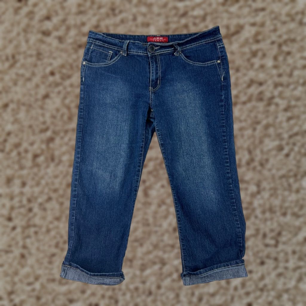 Vintage ABM Jeans Womens 15 Blue Denim Mid Rise Cotton Blend Stretch Capri Vintage No Size 36" / US 14 / IT 50 - 1 Thumbnail