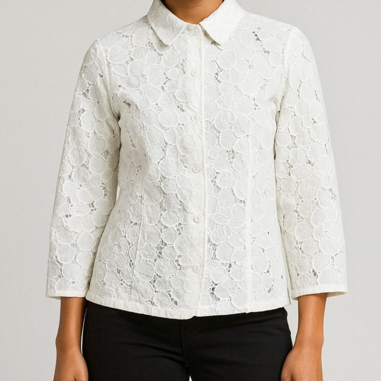Other Cabi #5162 Spring Portrait White Floral Jacket Womens Medium Size M / US 6-8 / IT 42-44 - 2 Thumbnail