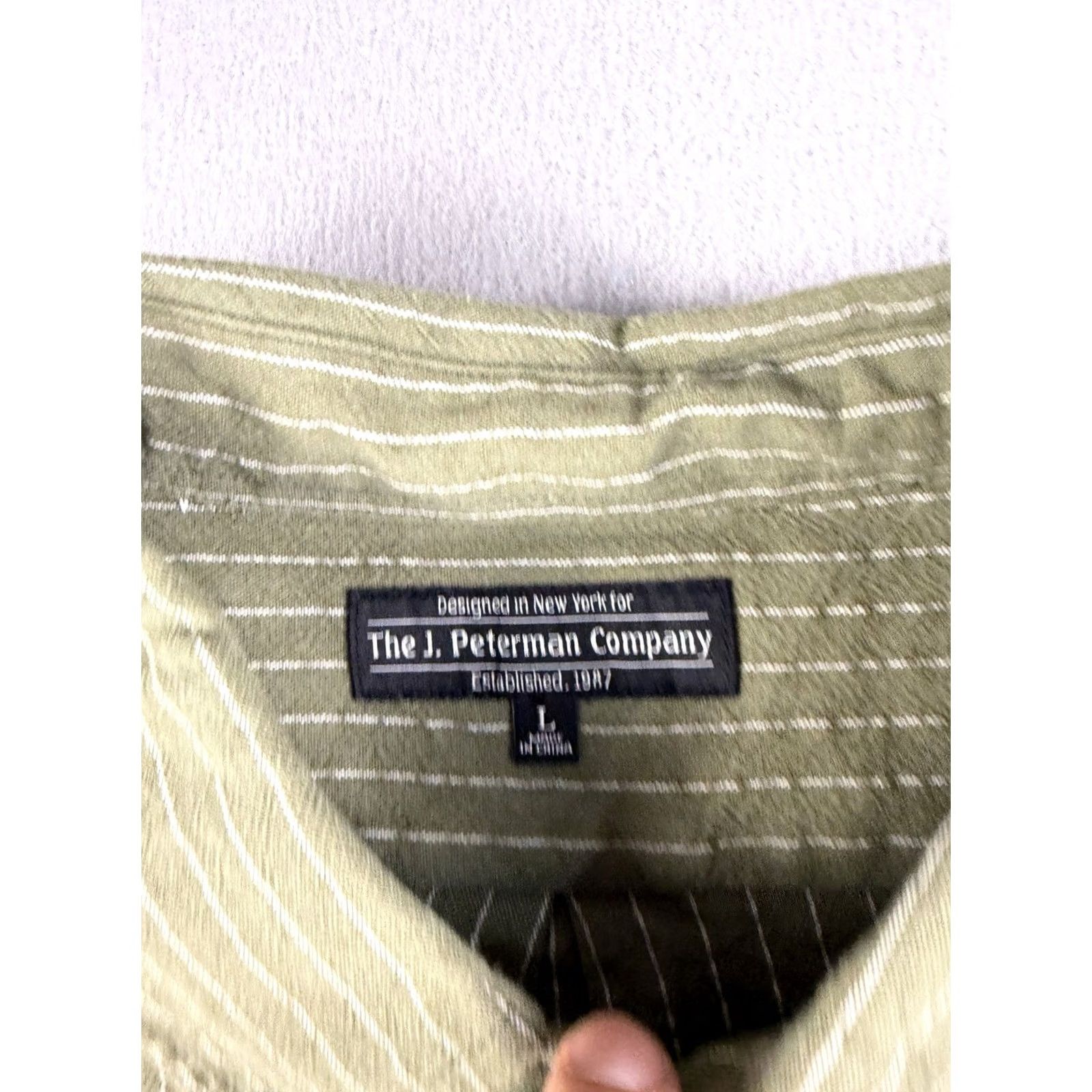 Vintage VINTAGE J. Peterman Shirt Men L Green Button-Up Cotton Linen Long Sleeve Button-Front Collared Solid Preppy Classic Mens Size US L / EU 52-54 / 3 - 3 Thumbnail