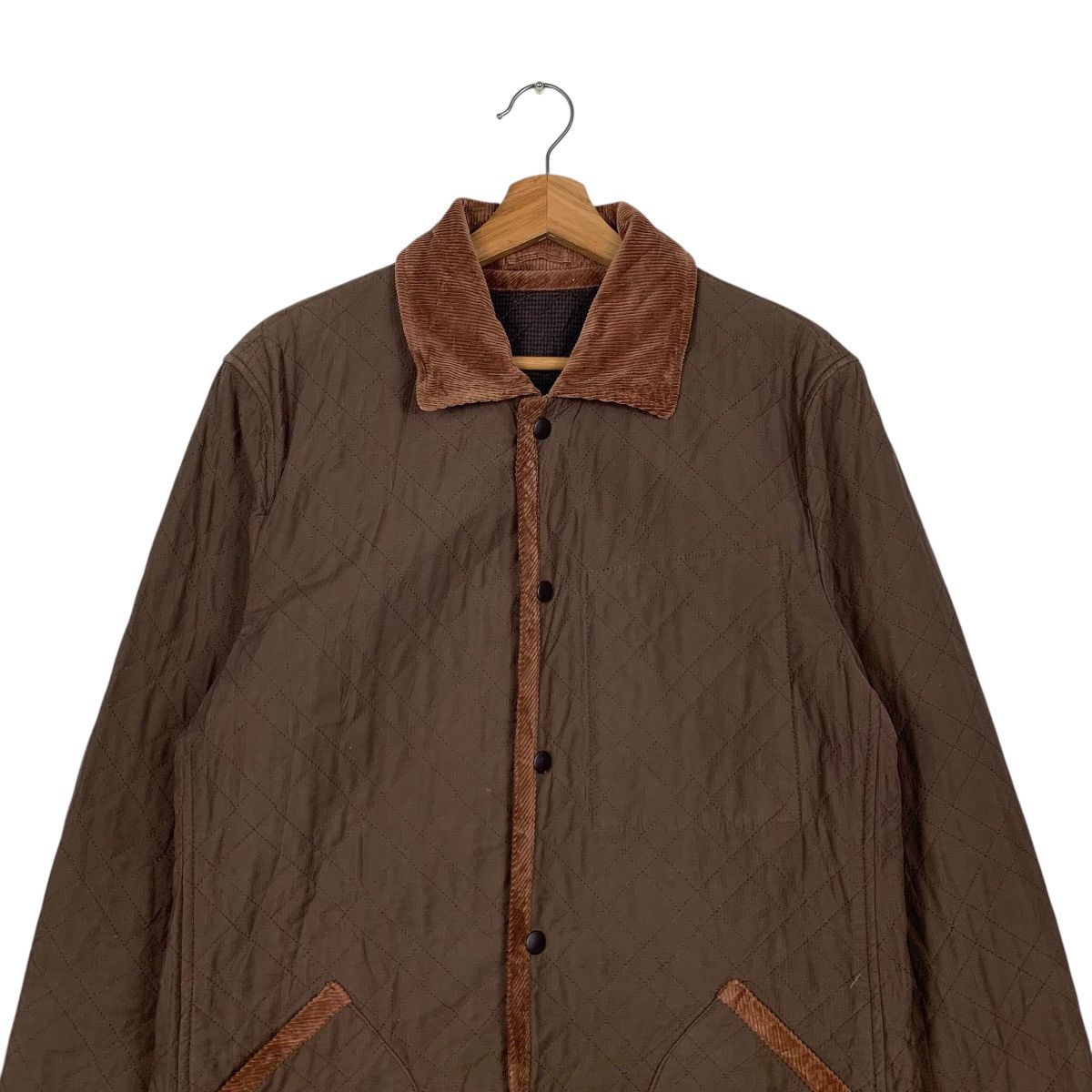 Japanese Brand JUNMEN Collared Quilt Snap Button Brown Jacket #2106-C92 Size US M / EU 48-50 / 2 - 2 Thumbnail
