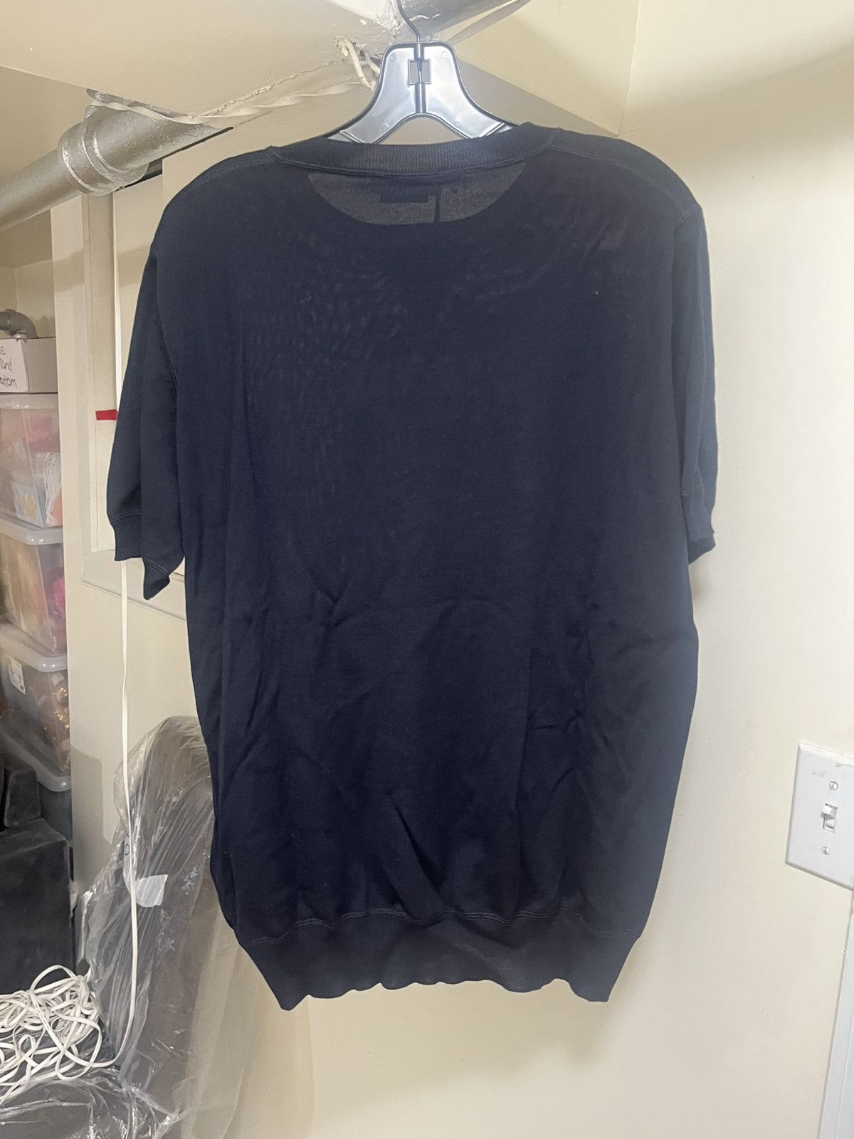 Prada Logo Short Sleeve Cashmere Wool Sweater Sz 50
