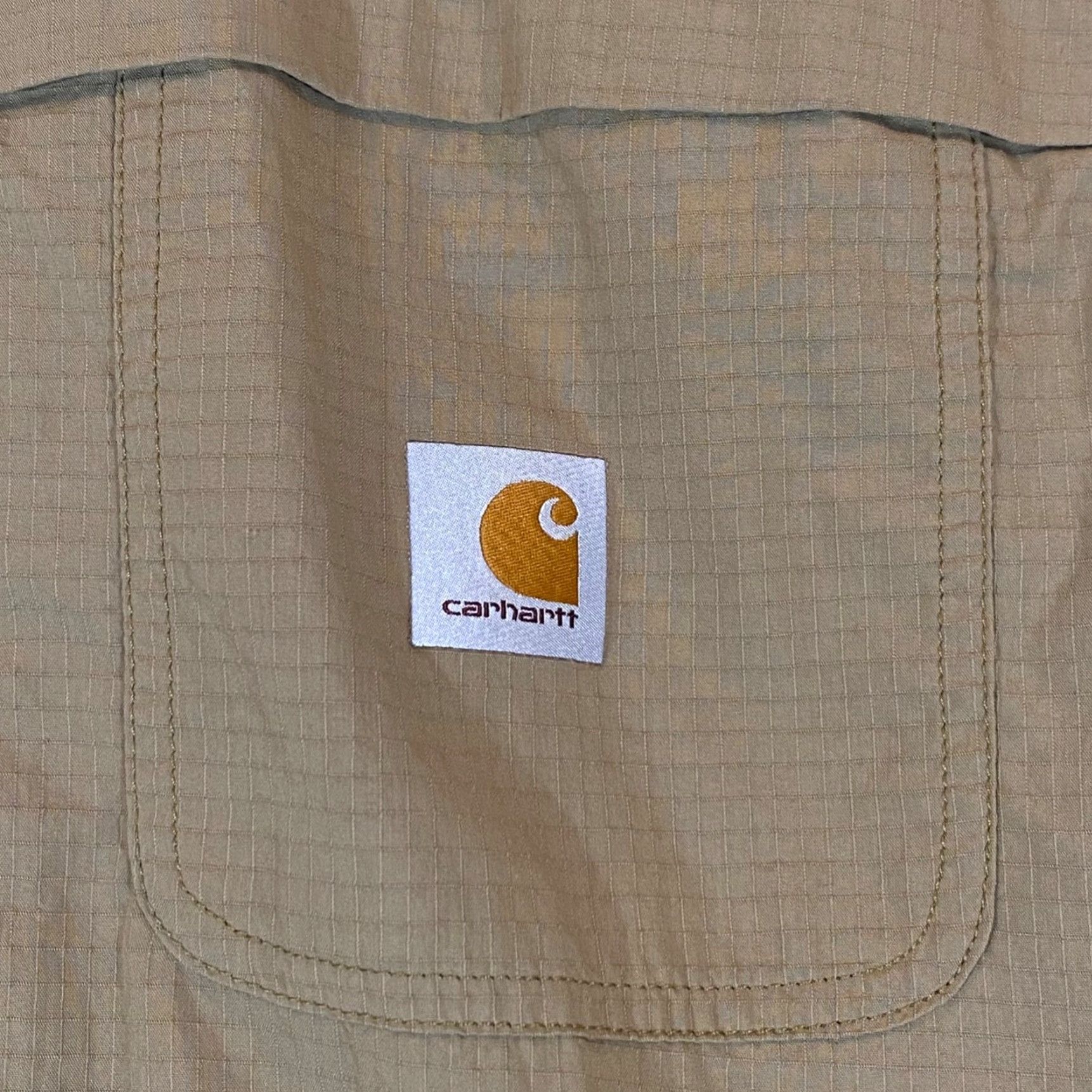 Carhartt VINTAGE Carhartt Shirt Mens Large Relaxed Fit Short Sleeve Button Up Cotton Nylon Brown Outdoors Reflective Chest Size US L / EU 52-54 / 3 - 2 Thumbnail