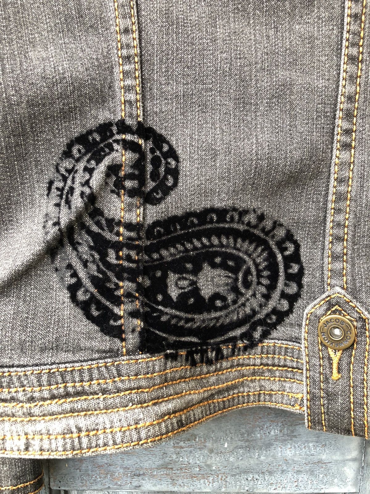 Vintage Eterno Belleza Paisley Black Denim Jacket Vintage Style Size M / US 6-8 / IT 42-44 - 17 Thumbnail