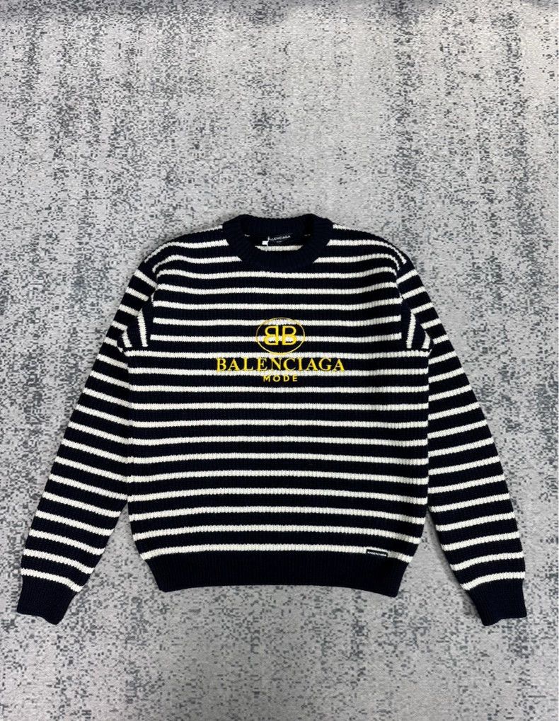 Balenciaga Balenciaga Wool Striped Embroidered Sweater - dmc Size US L / EU 52-54 / 3 - 1 Thumbnail