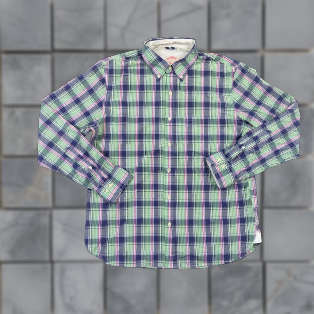 Brooks Brothers Brooks Brothers Green Check Plaid Button Down Shirt Mens Large Long Sleeve Preppy Size US L / EU 52-54 / 3 - 1 Thumbnail