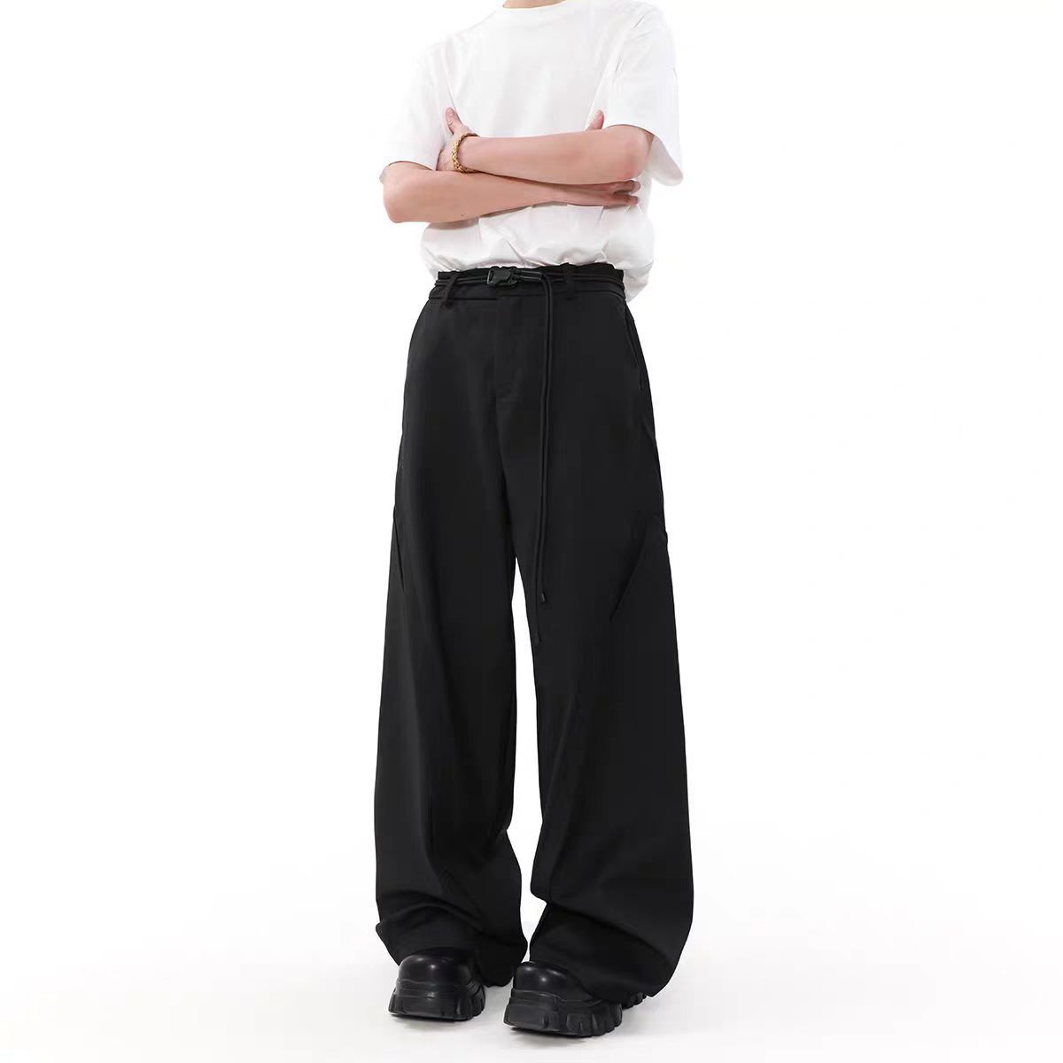 Japanese Brand × Vintage Black Vintage Loose Fit Casual Suit Trousers Size US 32 / EU 48 - 4 Thumbnail