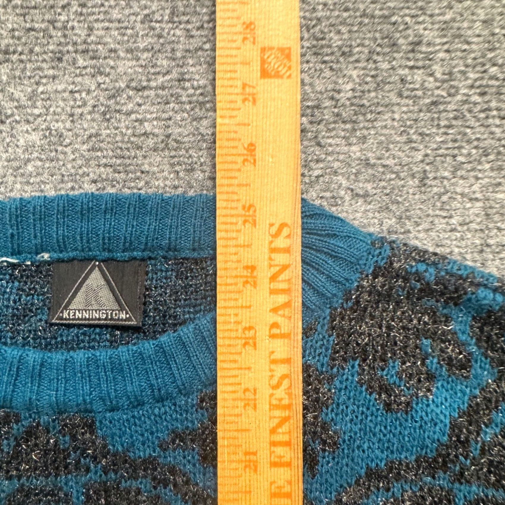 Vintage VINTAGE Knitted Sweater Mens M Blue Patterned Kennington Teal Gray 90s Size US M / EU 48-50 / 2 - 5 Thumbnail