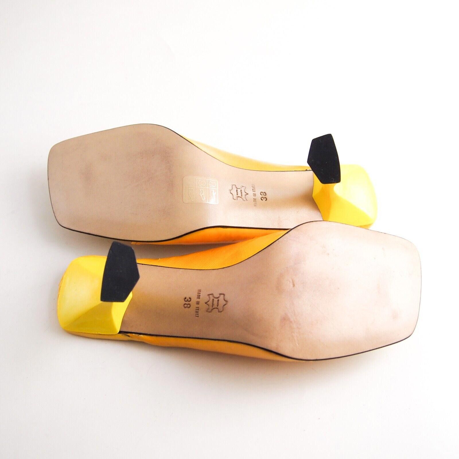 Designer Piazza Marconi Mules Square Toe Yellow Pat Leath US 8 EU 38 Size US 8 / IT 38 - 7 Thumbnail