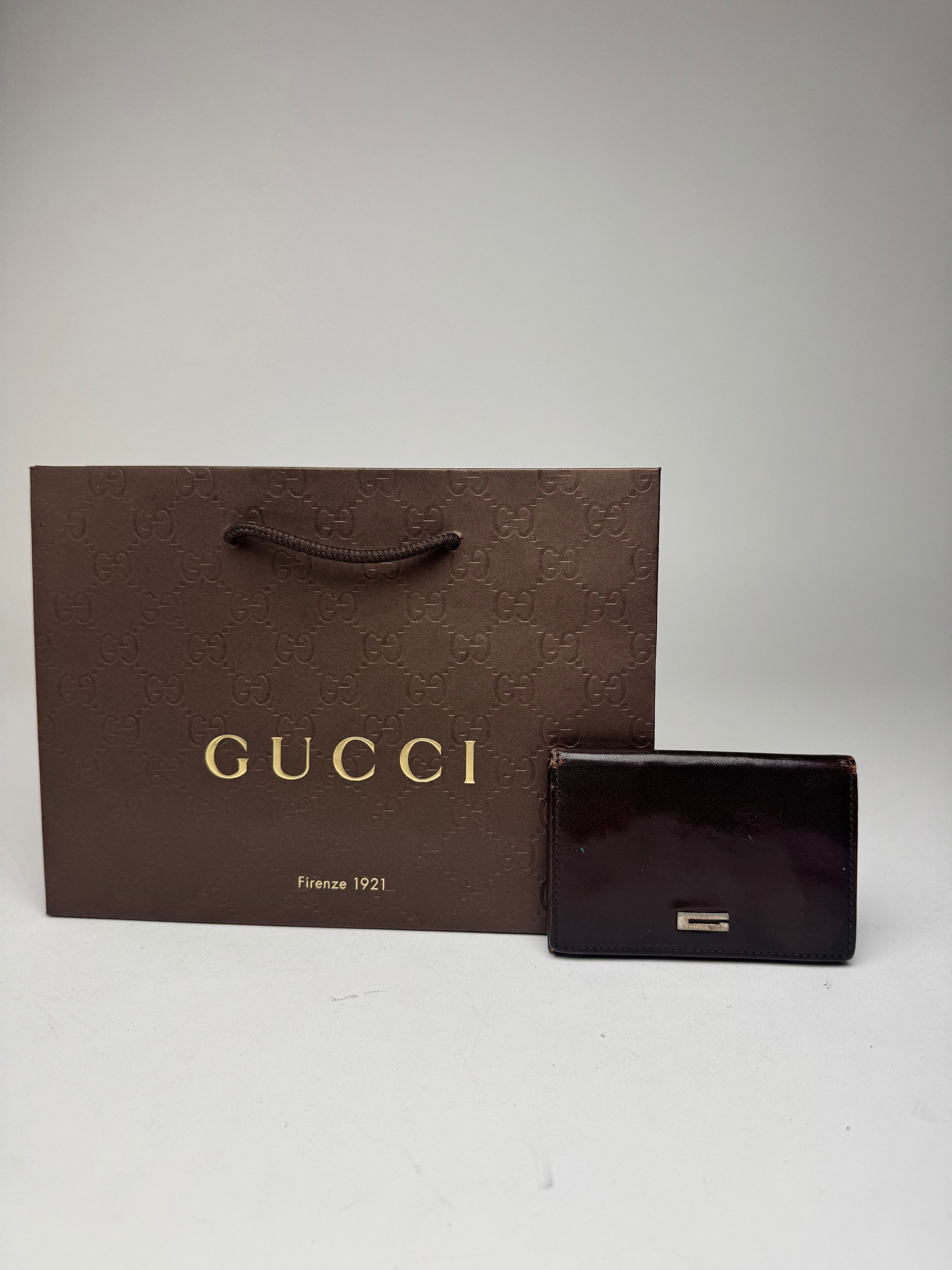Gucci Vintage Leather Card Holder Brown Size ONE SIZE - 1 Thumbnail