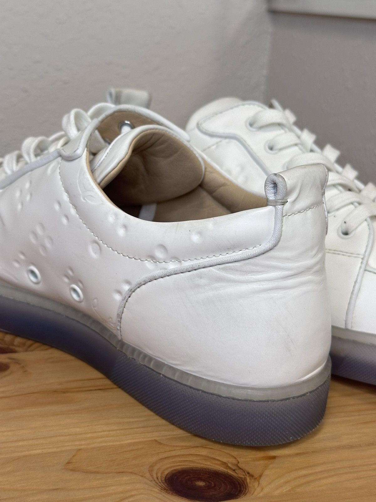 Christian Louboutin Christian Louboutin White Leather Rantulow Sneakers Size US 13 / EU 46 - 13 Thumbnail
