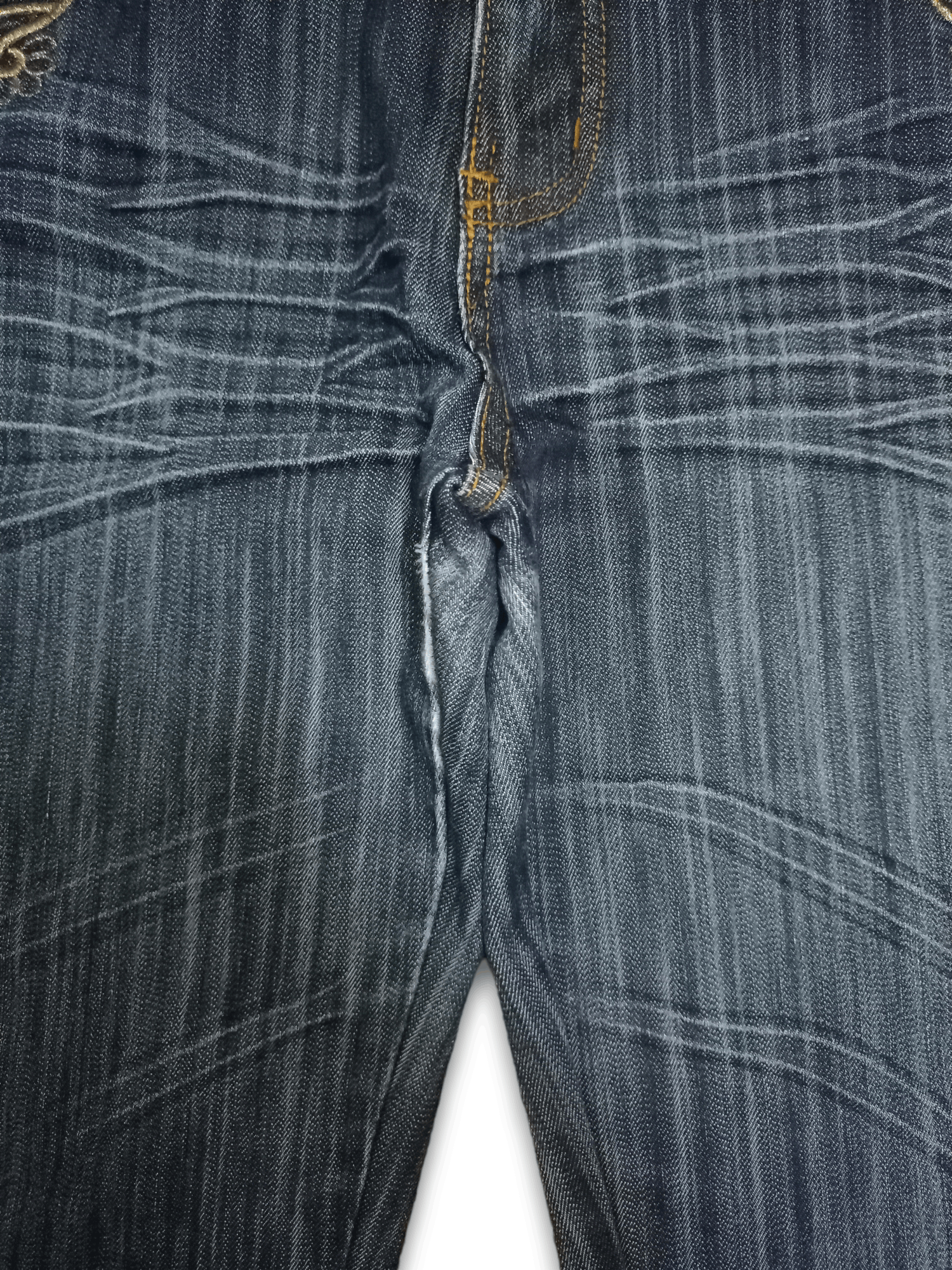 Japanese Brand Vintage Japanese Blue Wash Butterfly Embroidery Flare Jeans Size 31" - 6 Thumbnail