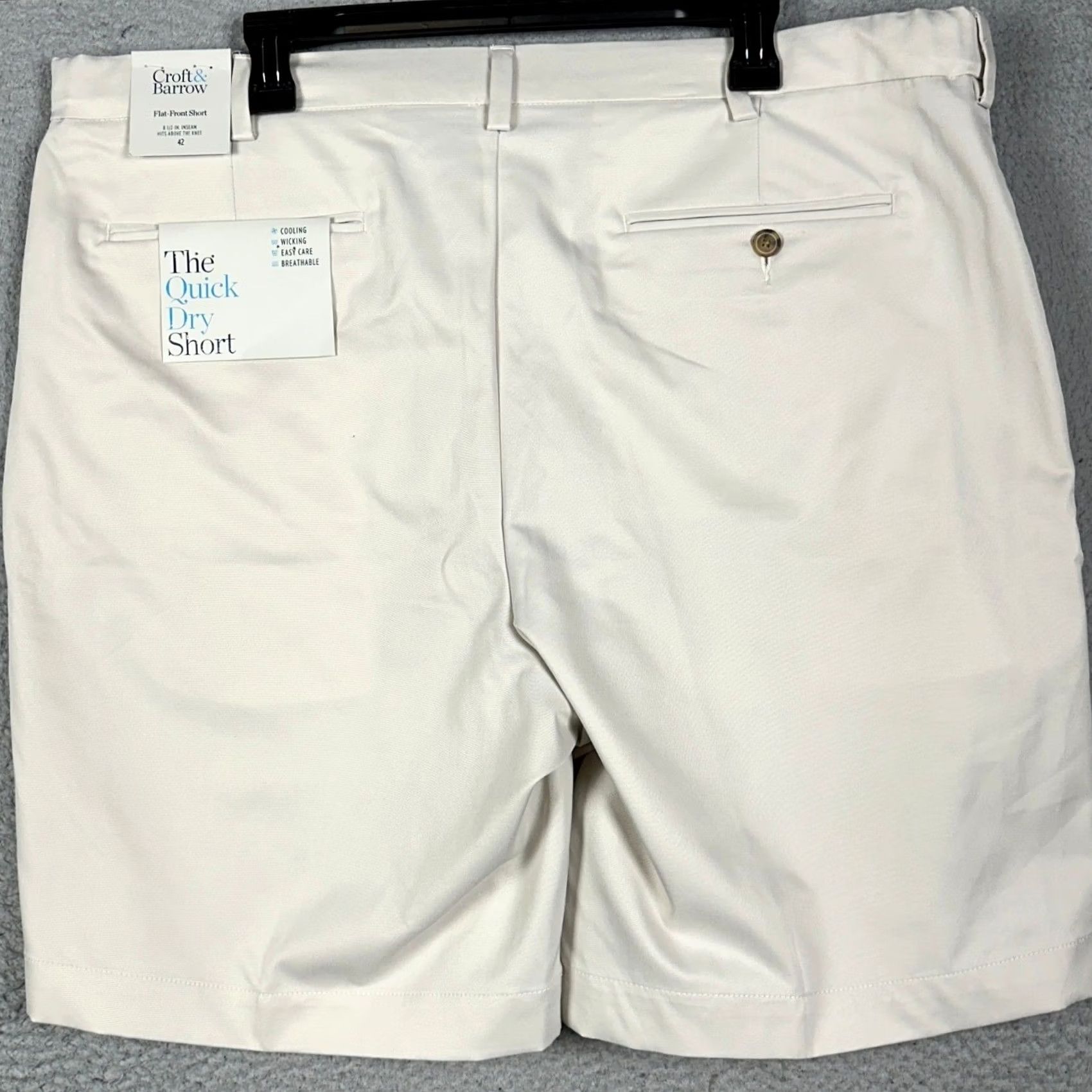 Croft & Barrow Croft & Barrow Shorts Men 42x8.5 Beige Flat Front Chino Casual Outdoor Vintage: No Size US 42 / EU 58 - 2 Thumbnail