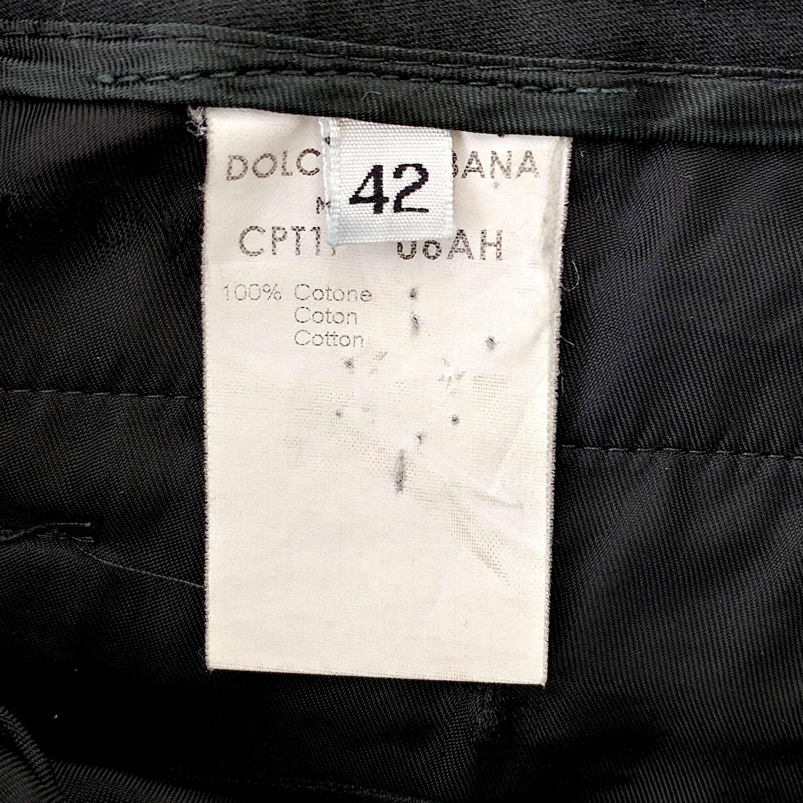 Dolce & Gabbana Vintage Black Tailored Cotton Pants Archival 90s Size 28" / US 6 / IT 42 - 8 Thumbnail