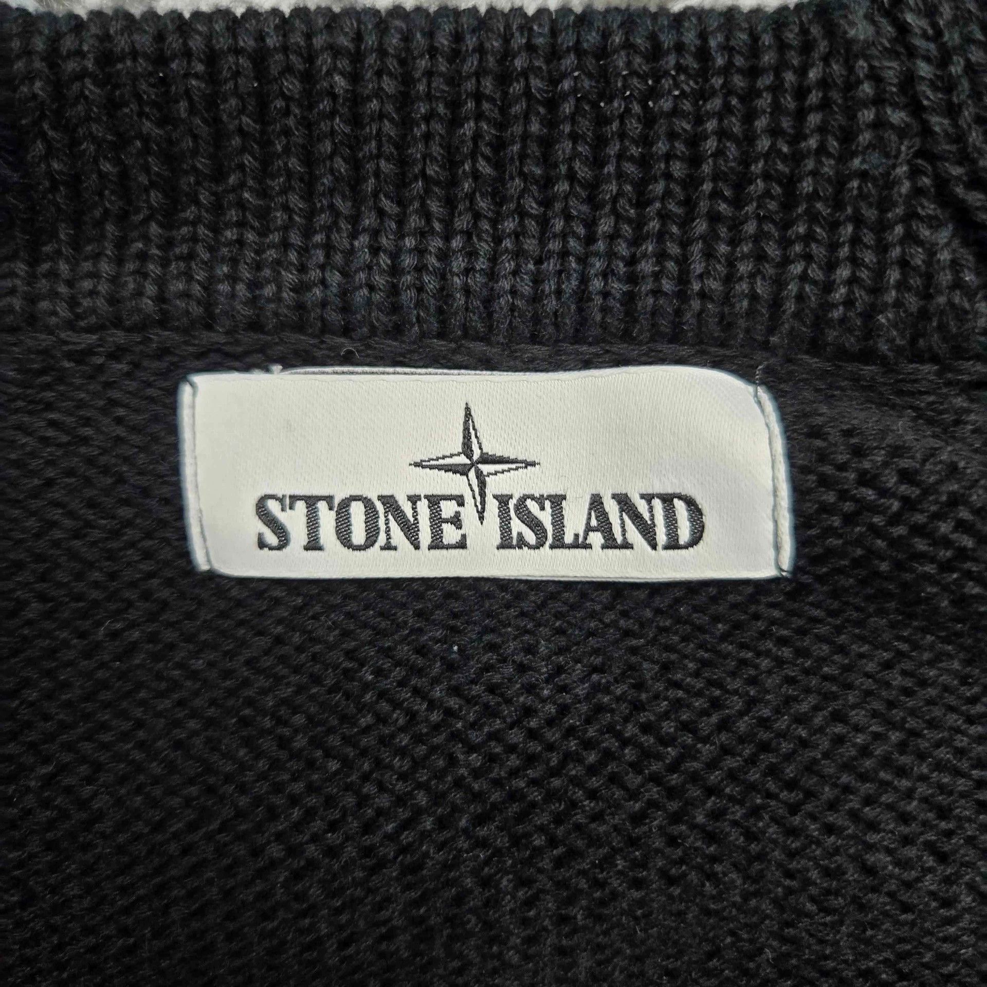 Stone Island black wool v-neck knitted cardigan Size US L / EU 52-54 / 3 - 3 Thumbnail