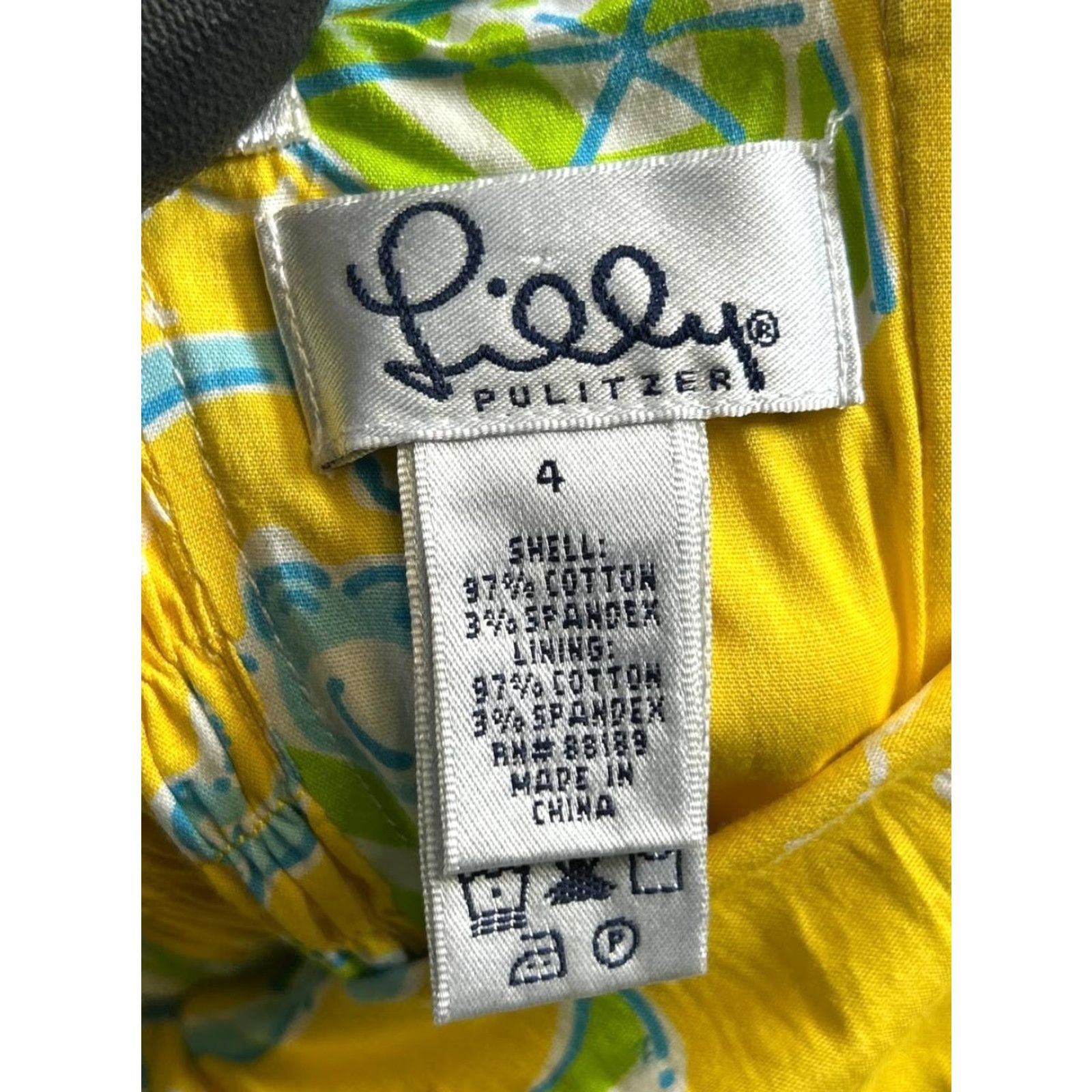 Lilly Pulitzer Lilly Pulitzer Dress Womens 4 Yellow Blue Cotton Floral Blouson Size S / US 4 / IT 40 - 3 Thumbnail