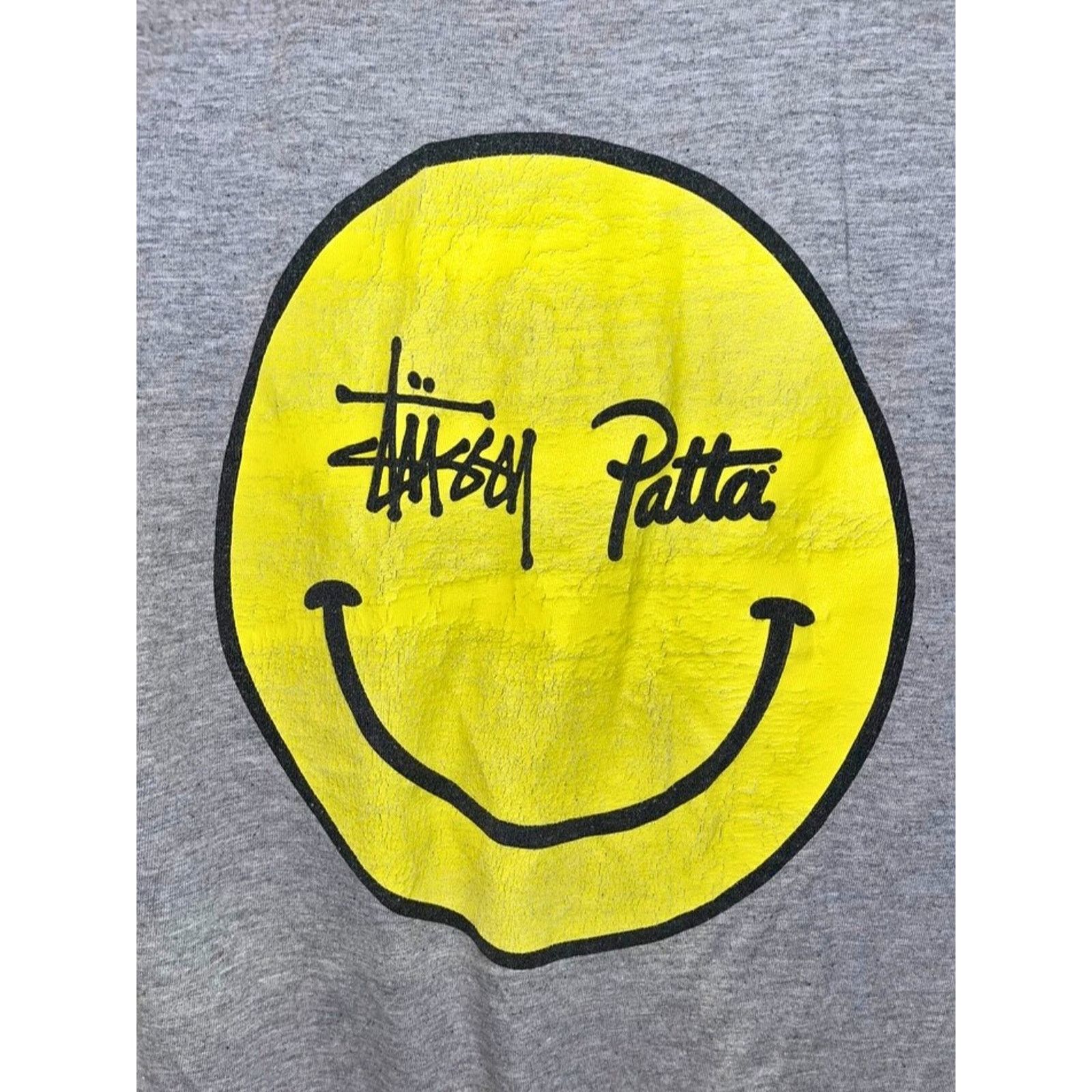 Stussy Stussy x Patta Smiley Tee Gray Yellow Logo Graphic T-Shirt M Size US M / EU 48-50 / 2 - 6 Thumbnail