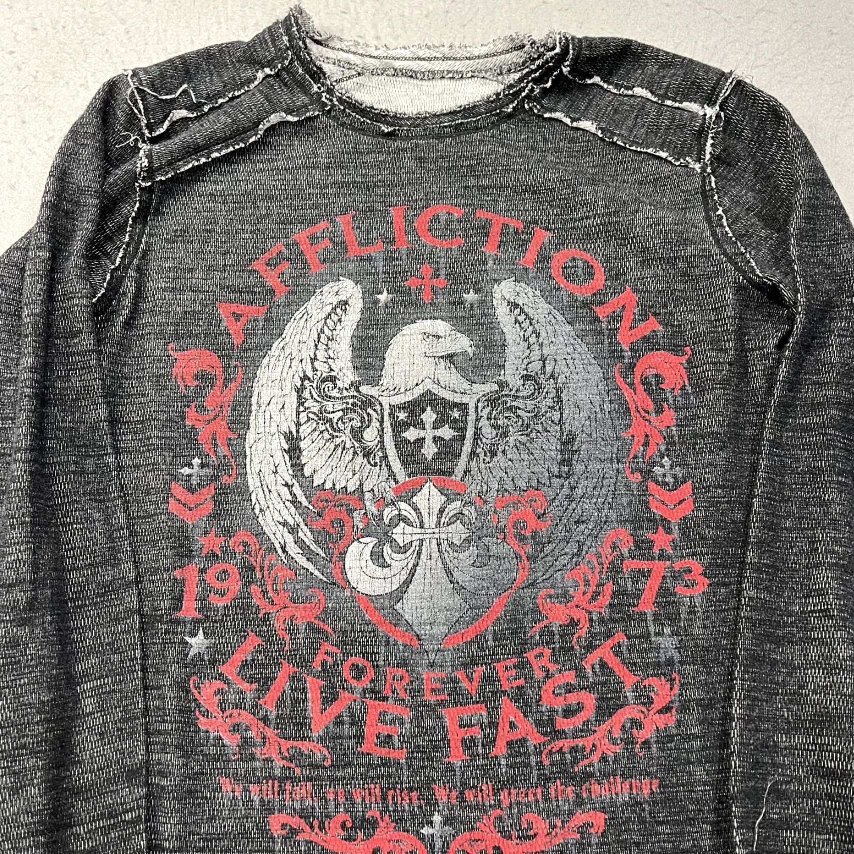 Affliction Affliction Shirt Mens L Gray Skull Native Waffle Thermal Reversible Y2K Vintage Grunge X-Large T-Shirt Mens Size US L / EU 52-54 / 3 - 2 Thumbnail