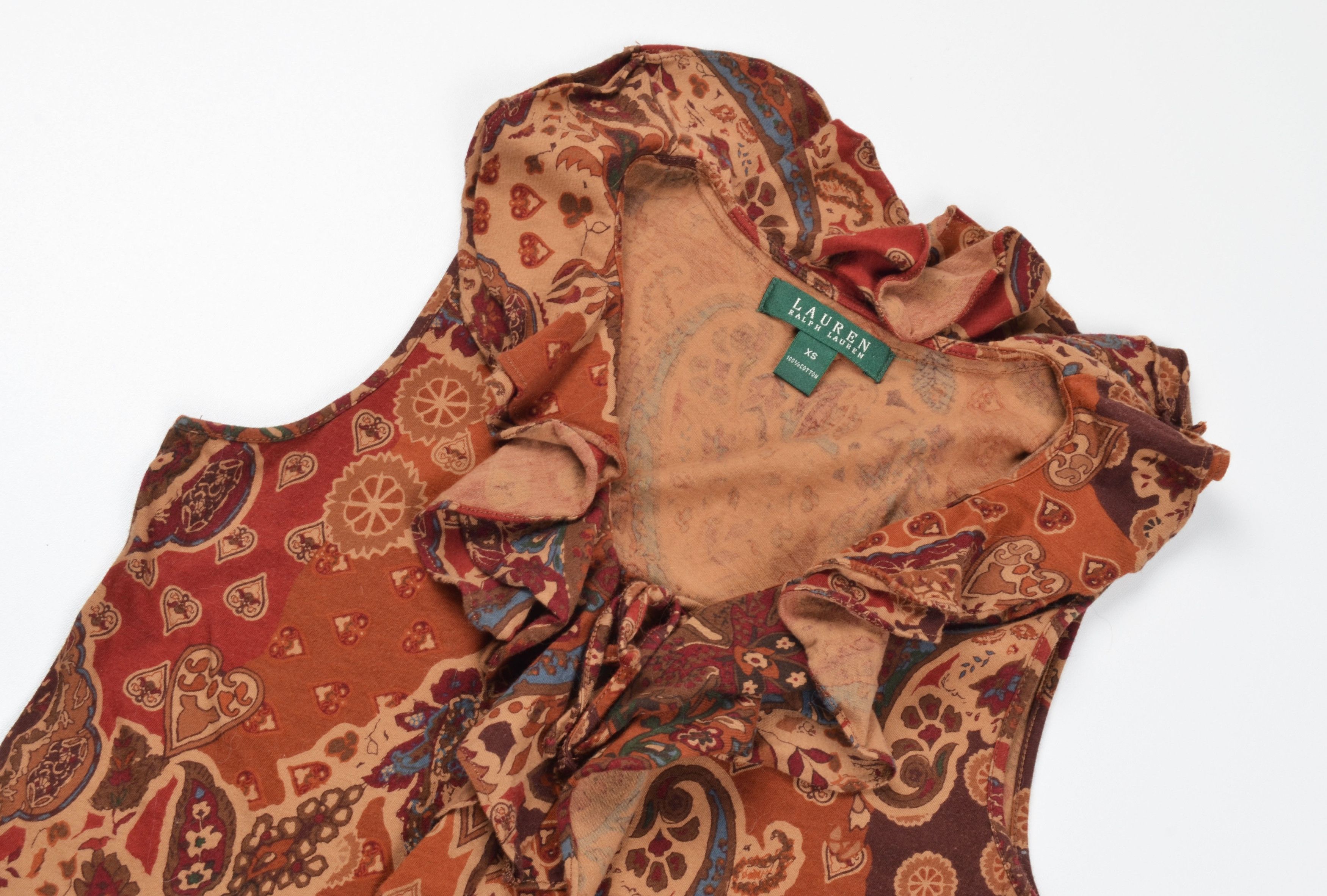 Ralph Lauren Ralph Lauren Boho Paisley Print Ruffle V- Neck Top Size XS / US 0-2 / IT 36-38 - 2 Thumbnail