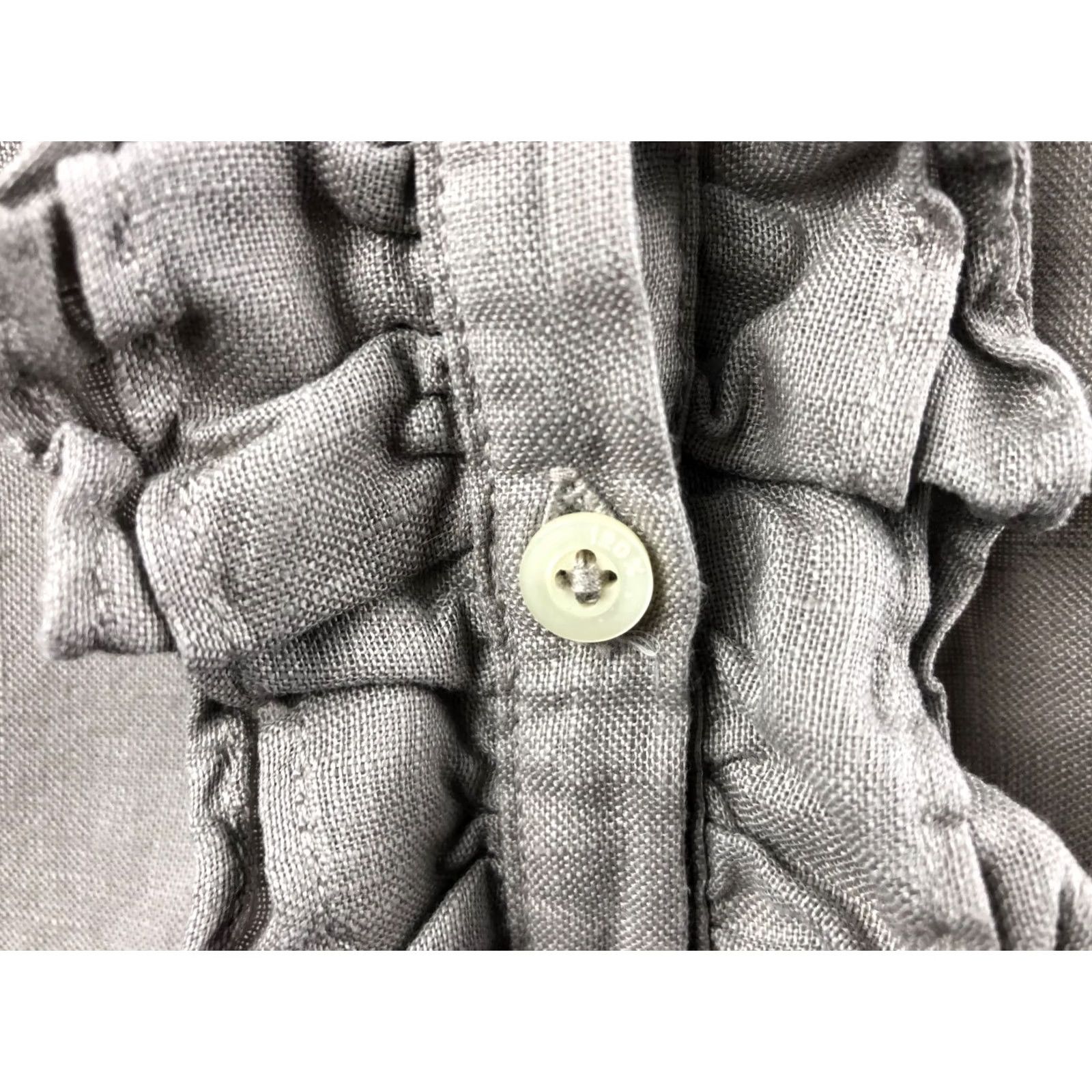 120% Lino 120% Lino Women's Blouse Shirt Gray Linen V-Neck 46 Ruffle Front Long Sleeve Casual Regular Fit, 100% Linen, Italy Brand: 120% Lino Size L / US 10 / IT 46 - 7 Thumbnail