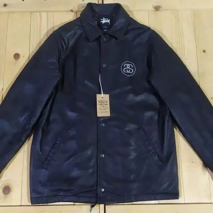 STUSSY CALIFORNIA USA LEATHER WINDBREAKER MONOGRAM JACKET