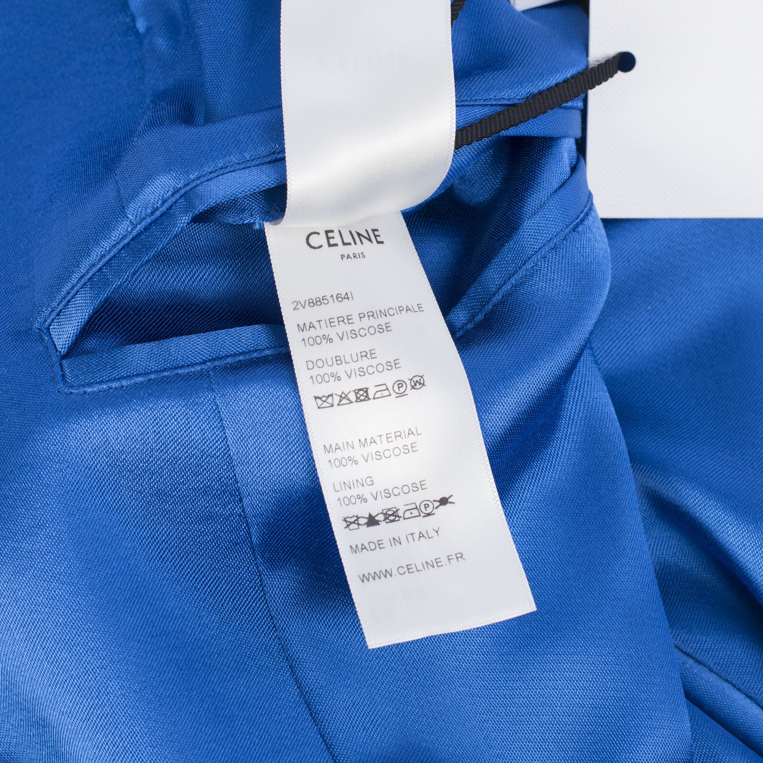Celine Electric Blue Teddy Jacket In Celine Paris Embroidered Satin Size US S / EU 44-46 / 1 - 13 Thumbnail