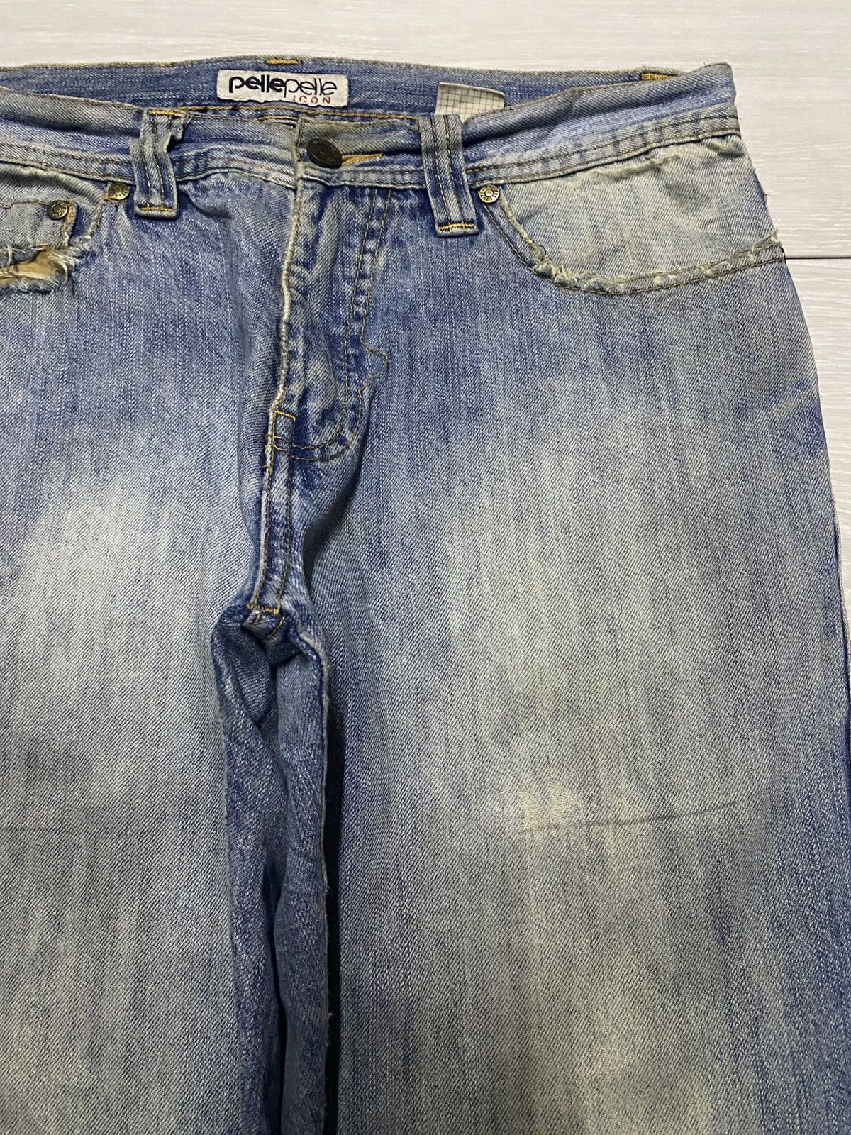 Pelle Pelle Vintage Pelle Pelle Mud Wash Embroidery Logo Straight Jeans Size US 32 / EU 48 - 8 Thumbnail