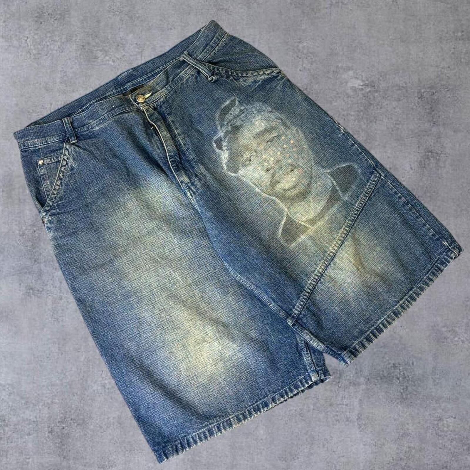 Southpole Makaveli 2000s Y2K Baggy Wide Leg Skater Jorts Size US 38 / EU 54 - 6 Thumbnail