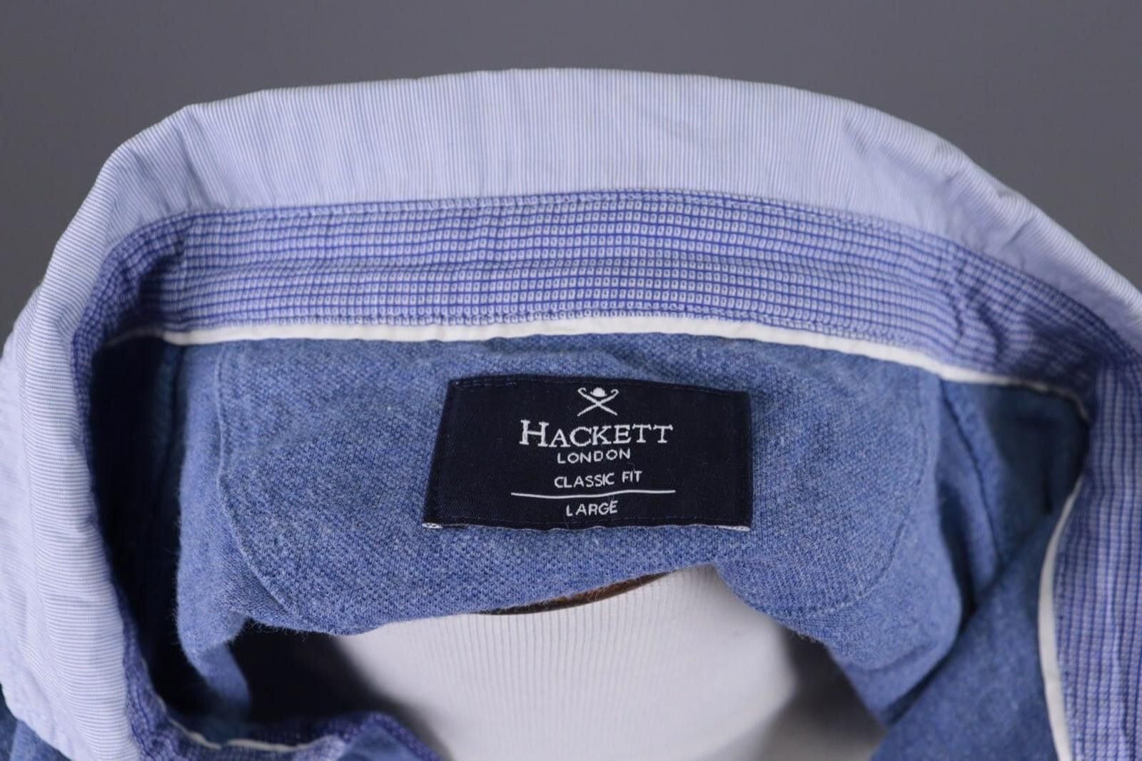 Designer Hackett London Classic Fit Blue Rugby Polo Sweater Size L Size US L / EU 52-54 / 3 - 12 Thumbnail