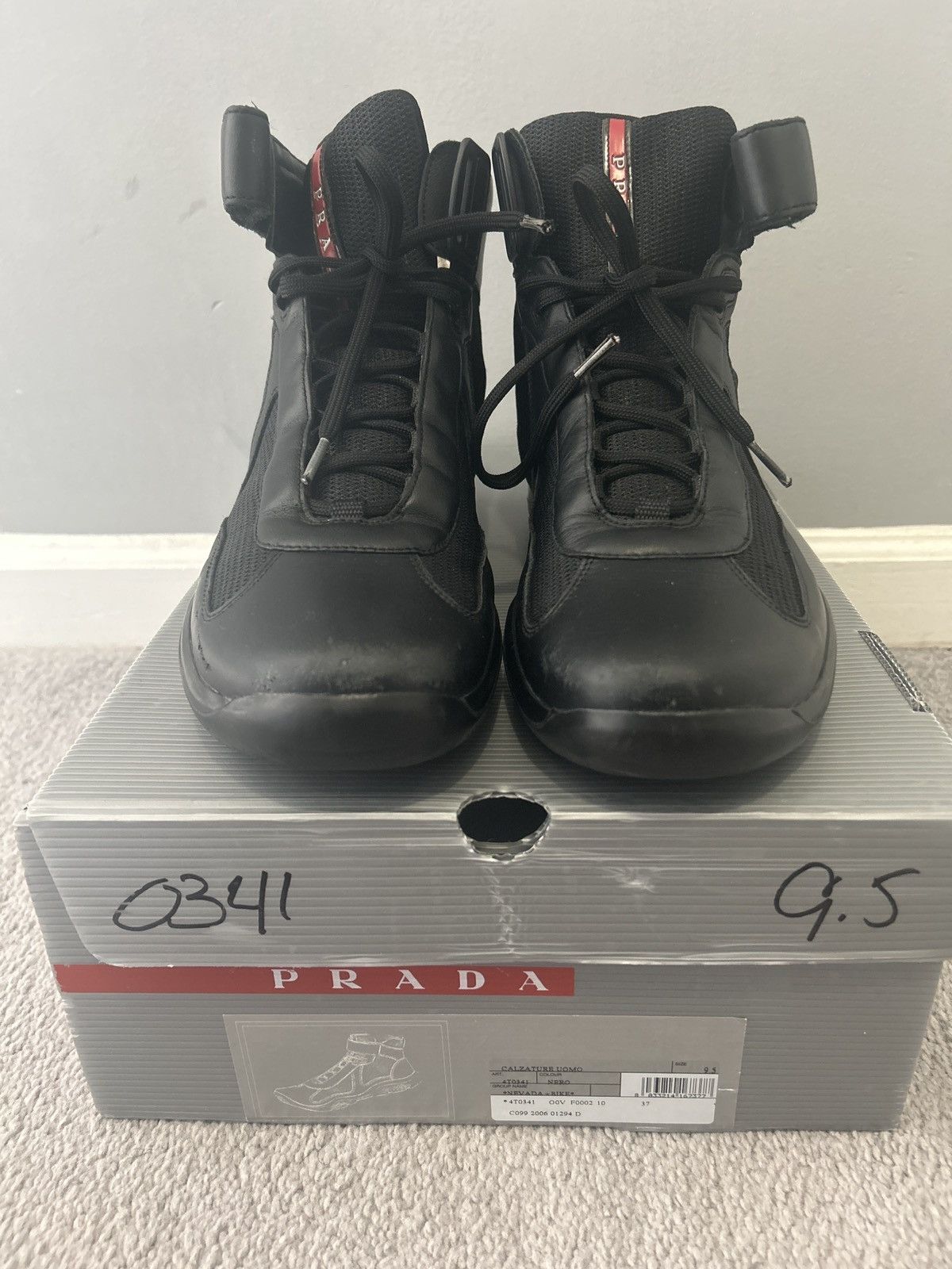 PRADA Levitate Black Quilted Boots Sneakers - Size UK 12  US 13 Pre-loved Prada Levitate Brogues - £225 main image 4