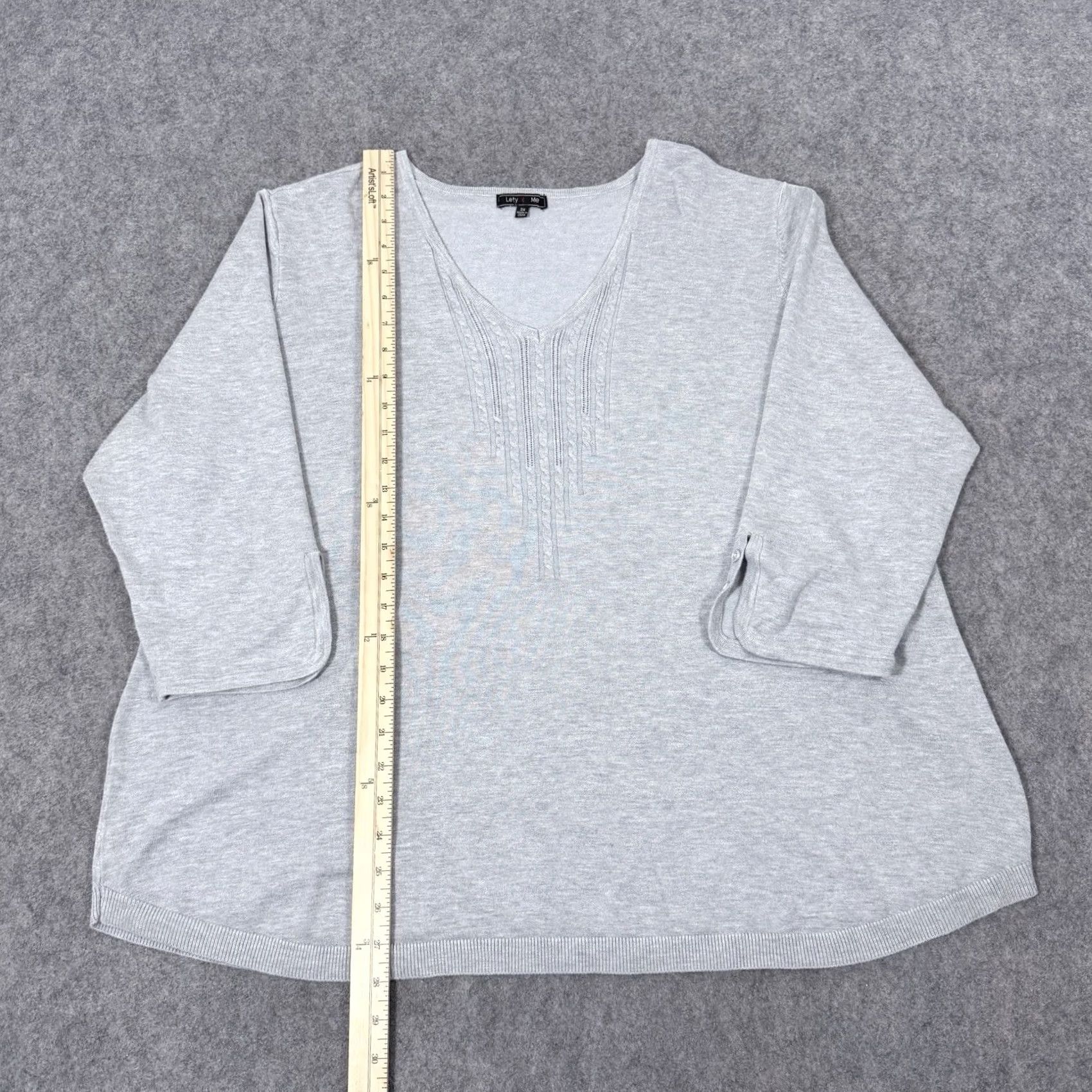 Vintage Lety & Me 3/4 Sleeve V-Neckline Casual Oversize Top Fits Women's Size 3X Gray Size XXL / US 16-18 / IT 52-54 - 5 Thumbnail