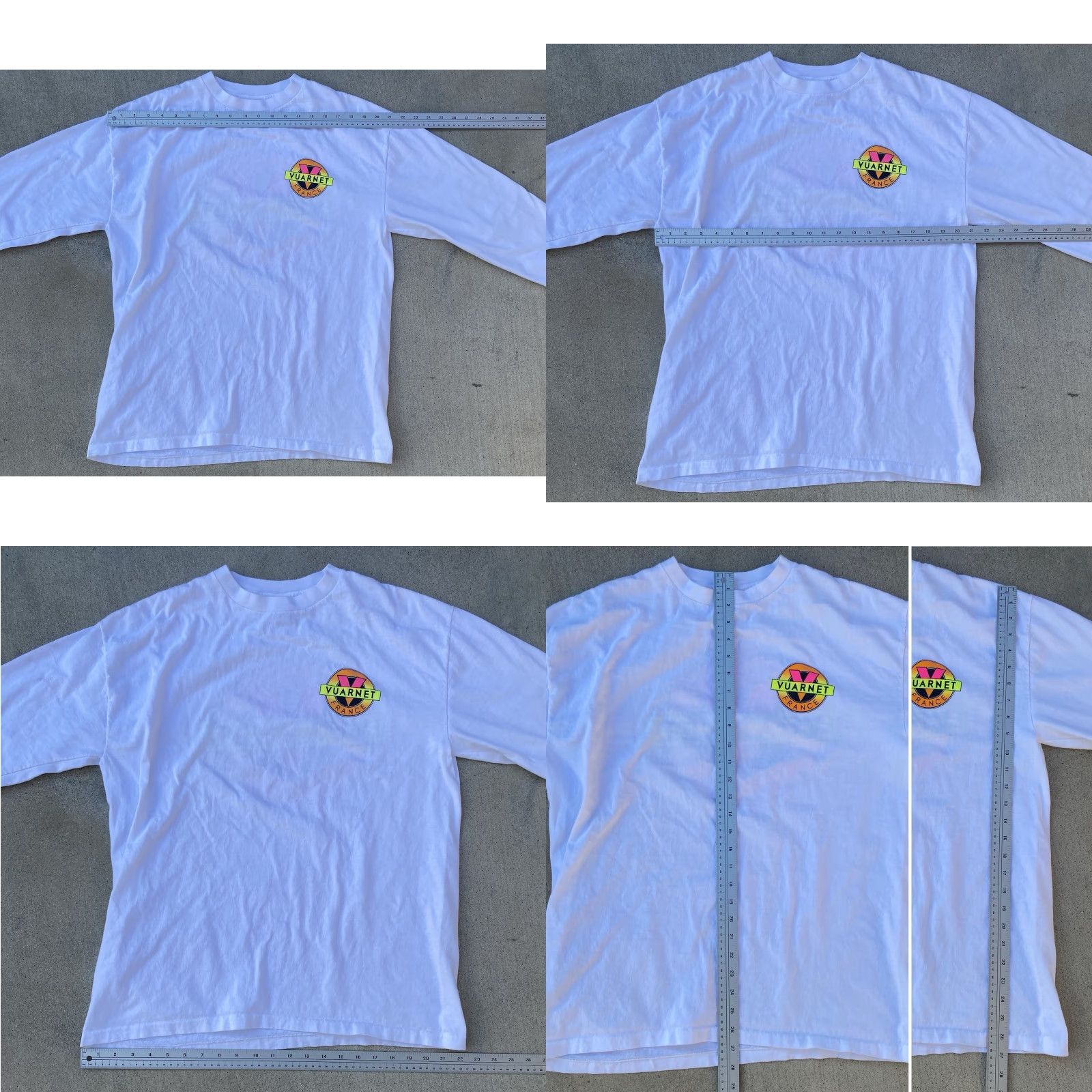 Logo 7 VINTAGE Vuarnet France Long Sleeve Shirt XL White 90s 80s Neon Circle Logo Graphic Print Logo Crew Neck Men Mens XL Shirt Size US XL / EU 56 / 4 - 11 Thumbnail