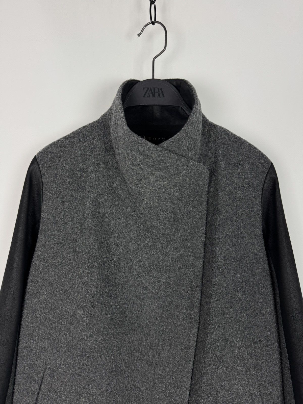 Theory Theory Naomo Leather Sleeve Felt Coat Jacket Size S / US 4 / IT 40 - 4 Thumbnail