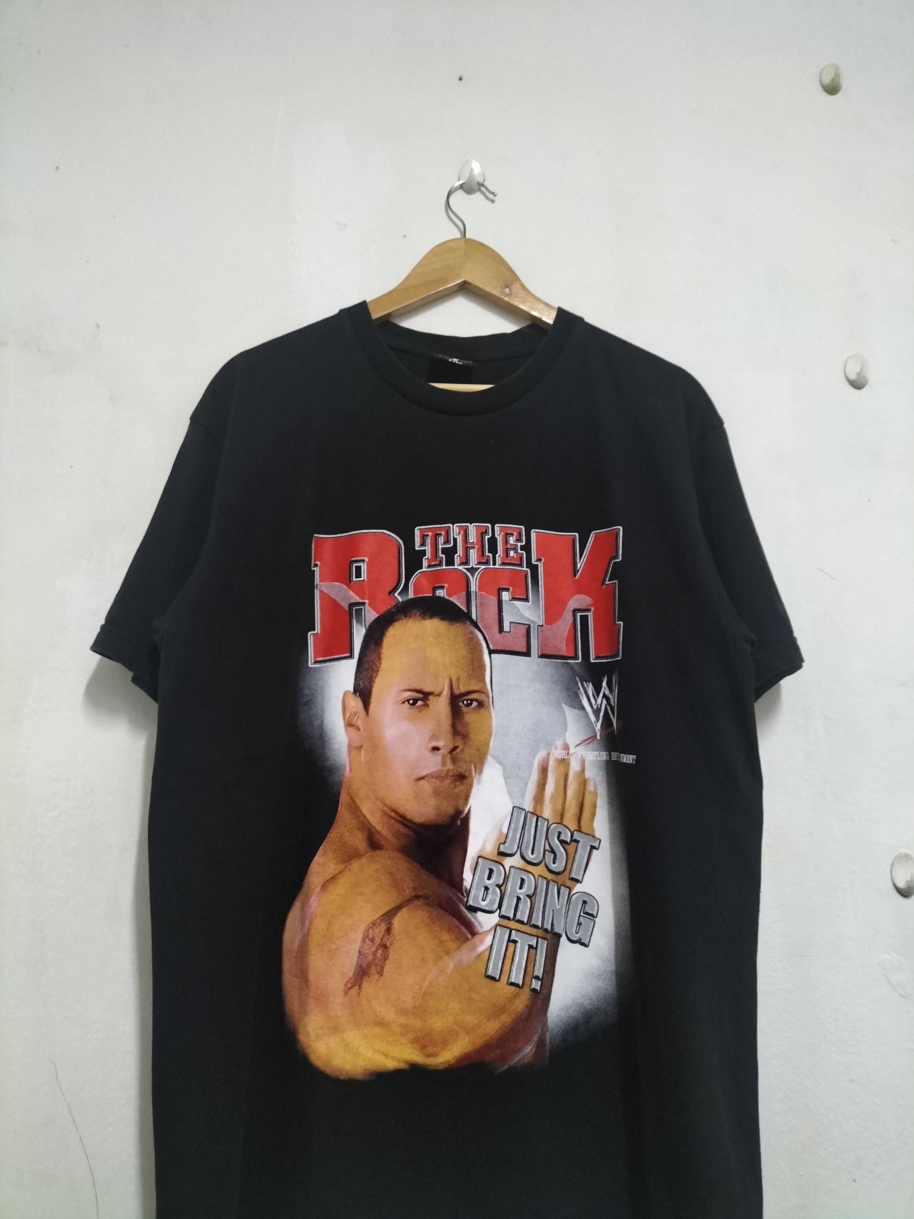 image of Wcwnwo x Wwe Vintage Wwe The Rock Crazy Bootleg Y2K in Black, Men's (Size XL)