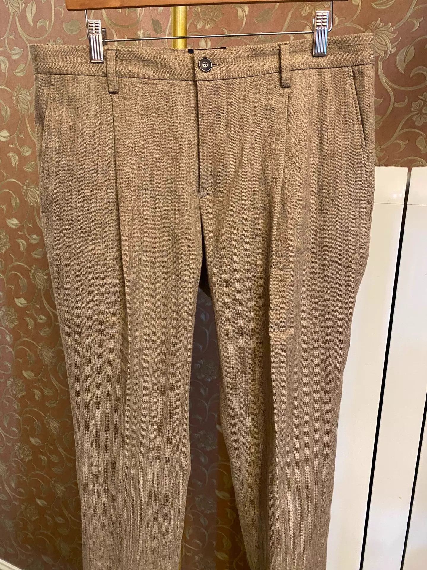 Tod's Tods Linen Herringbone Runway Pants Italy 48 BN Size US 32 / EU 48 - 2 Thumbnail