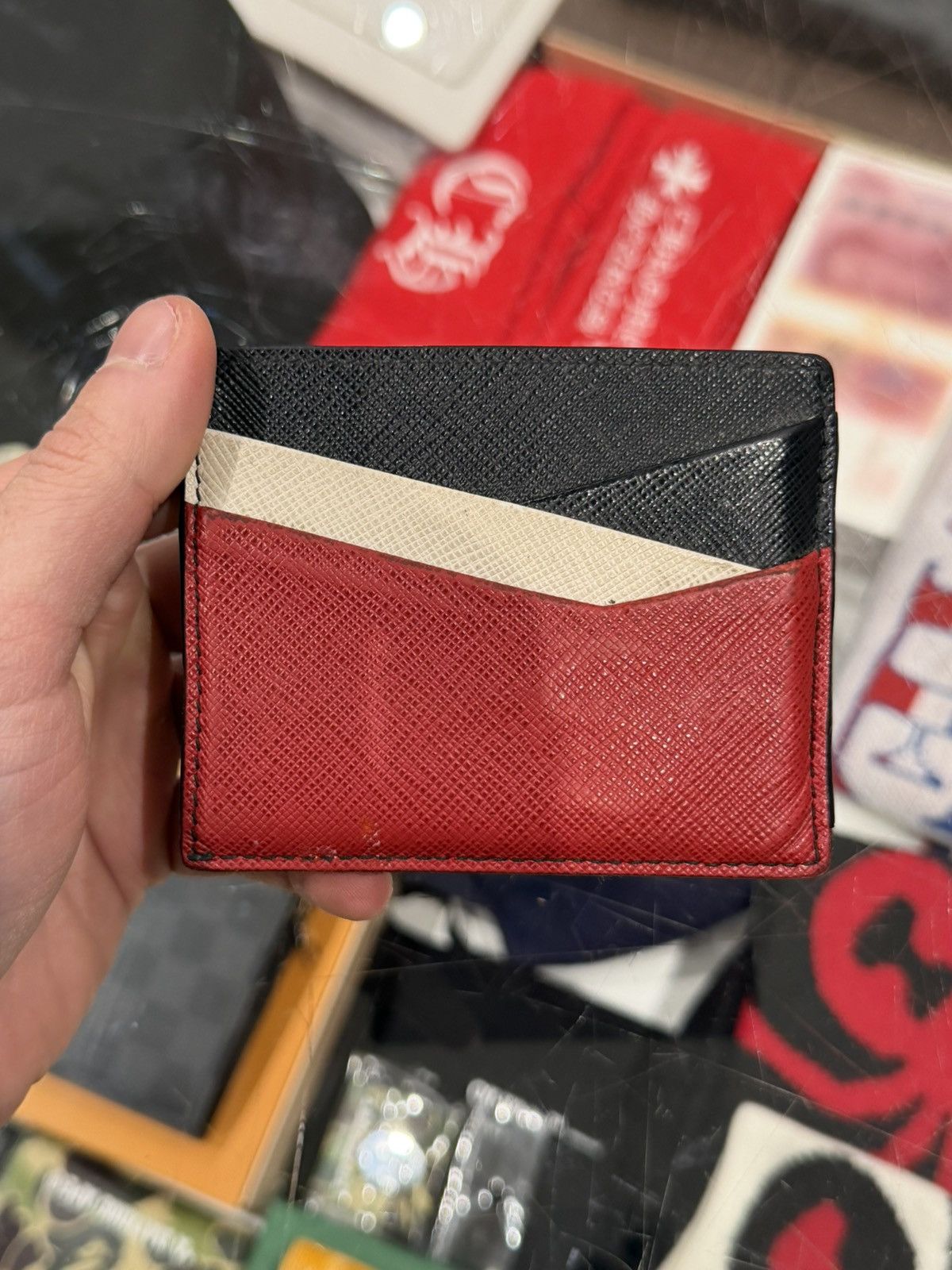 Prada Prada Saffiano Leather Contrast Logo Cardholder Size ONE SIZE - 9 Thumbnail