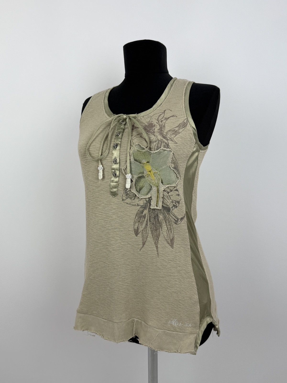 Miss Me Y2K Vintage Miss Me Distressed Ribbed Floral Sleeveless Top Size S / US 4 / IT 40 - 1 Thumbnail