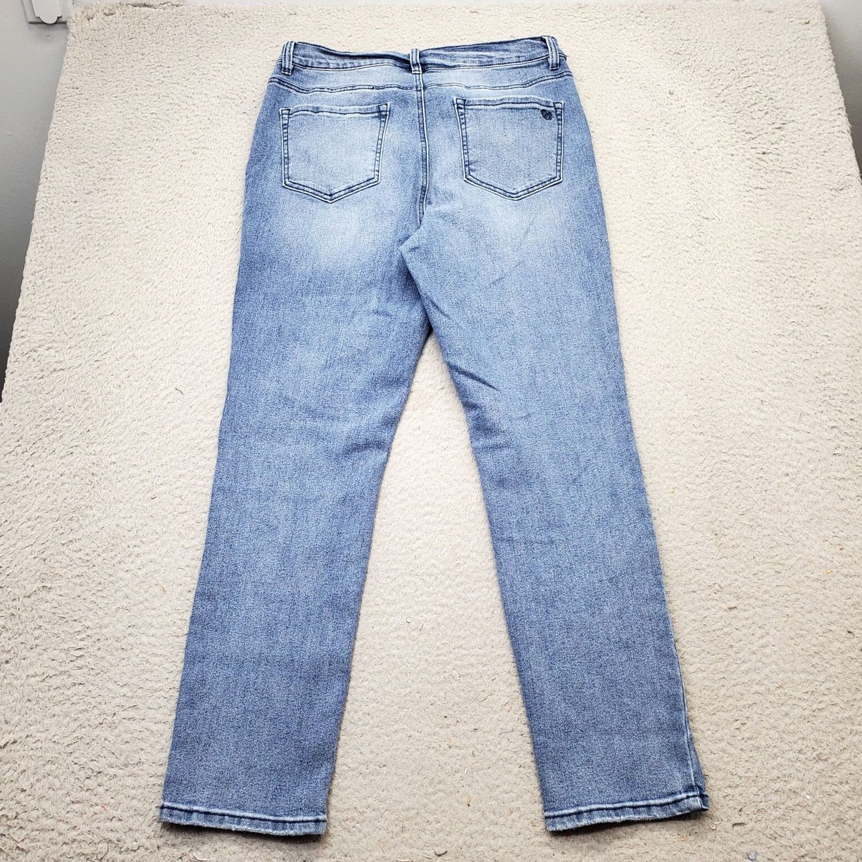 Denime DG2 Faded Whiskered Straight Leg Jeans Women's 10 Blue Denim Light Wash Jeans Size 32" / US 10 / IT 46 - 2 Thumbnail