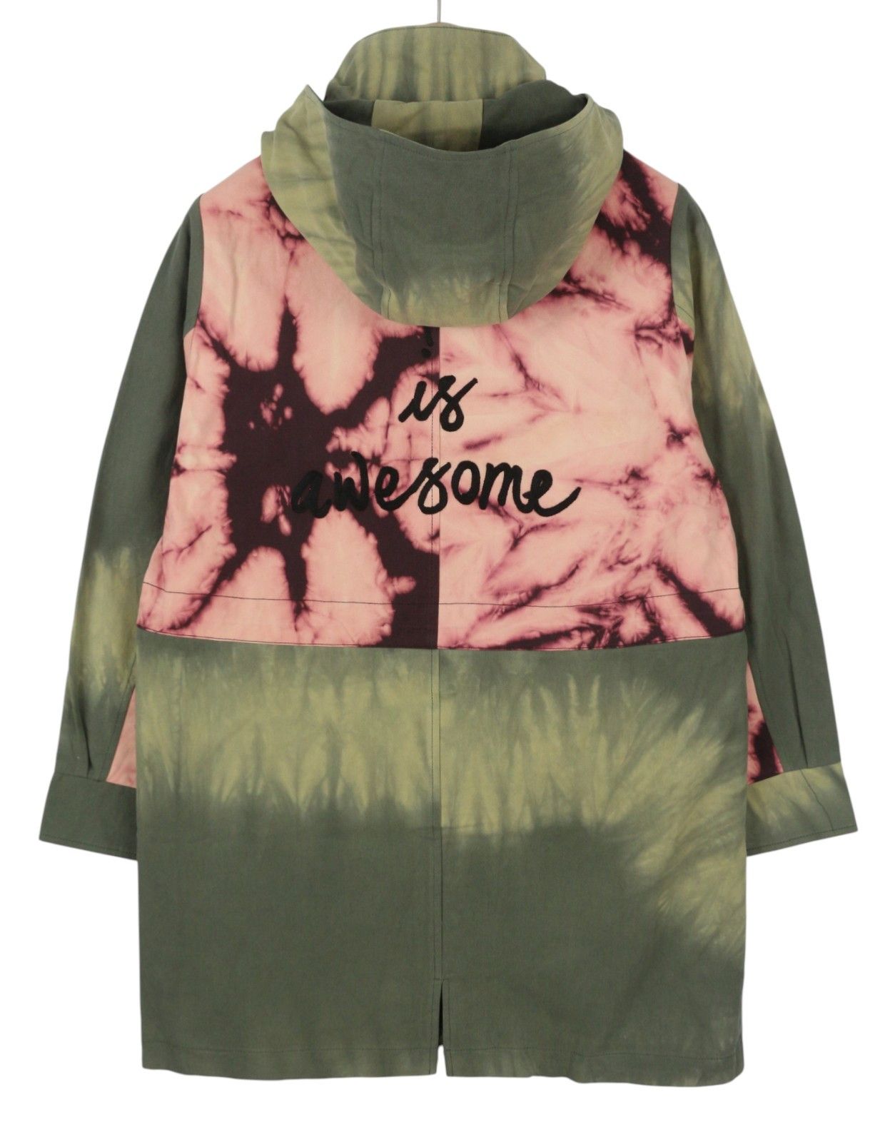 Desigual CHAQ SAFFORD XS Green Patterned Hooded Jacket 88714 Size XS / US 0-2 / IT 36-38 - 4 Thumbnail