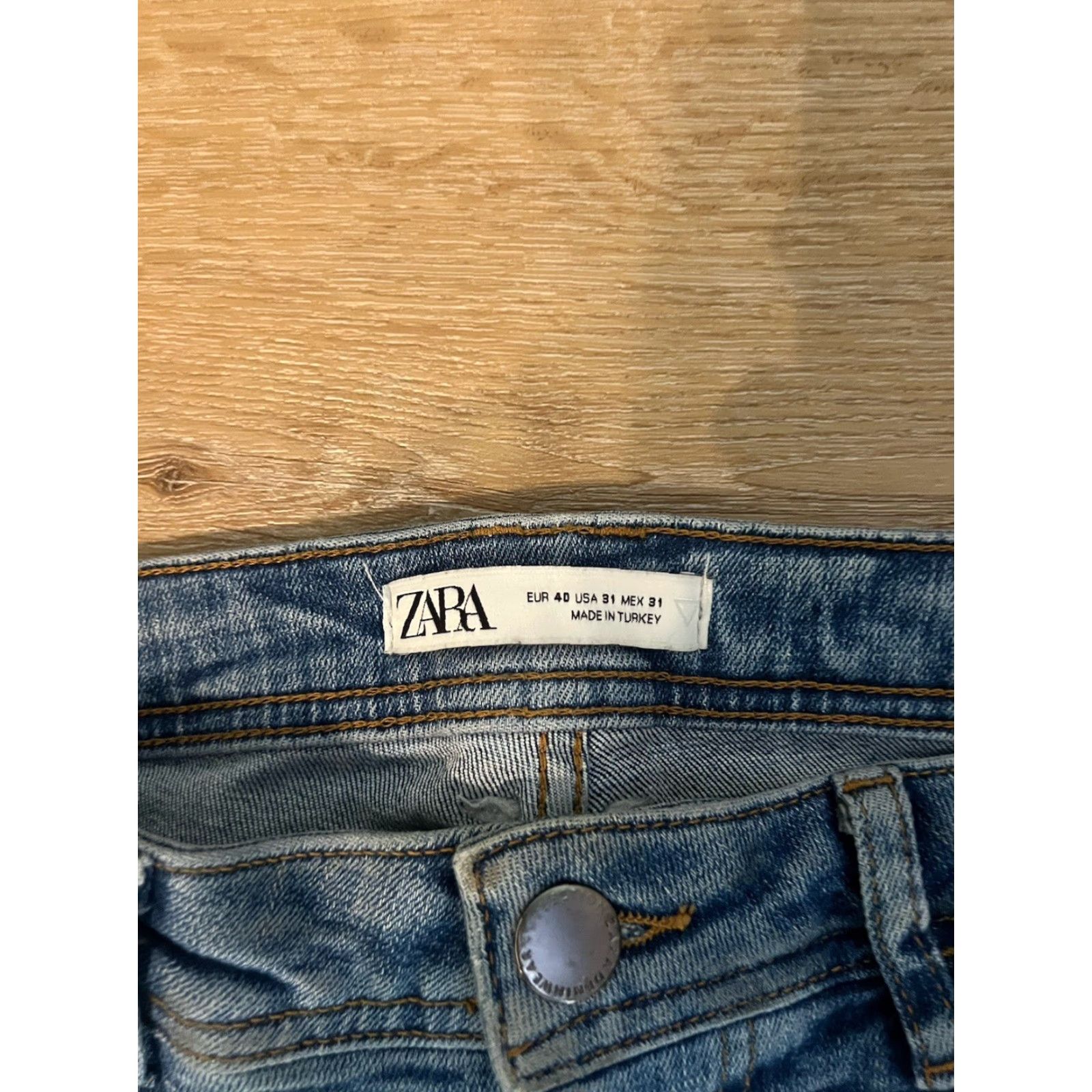 Zara Zara Jeans Womens Blue Denim High Rise Size 31 Regular Fit Inseam 25 Crop Boyfriend Wide - Note: ensure no extra punctuation. Size 24" / US 00 / IT 34 - 3 Thumbnail