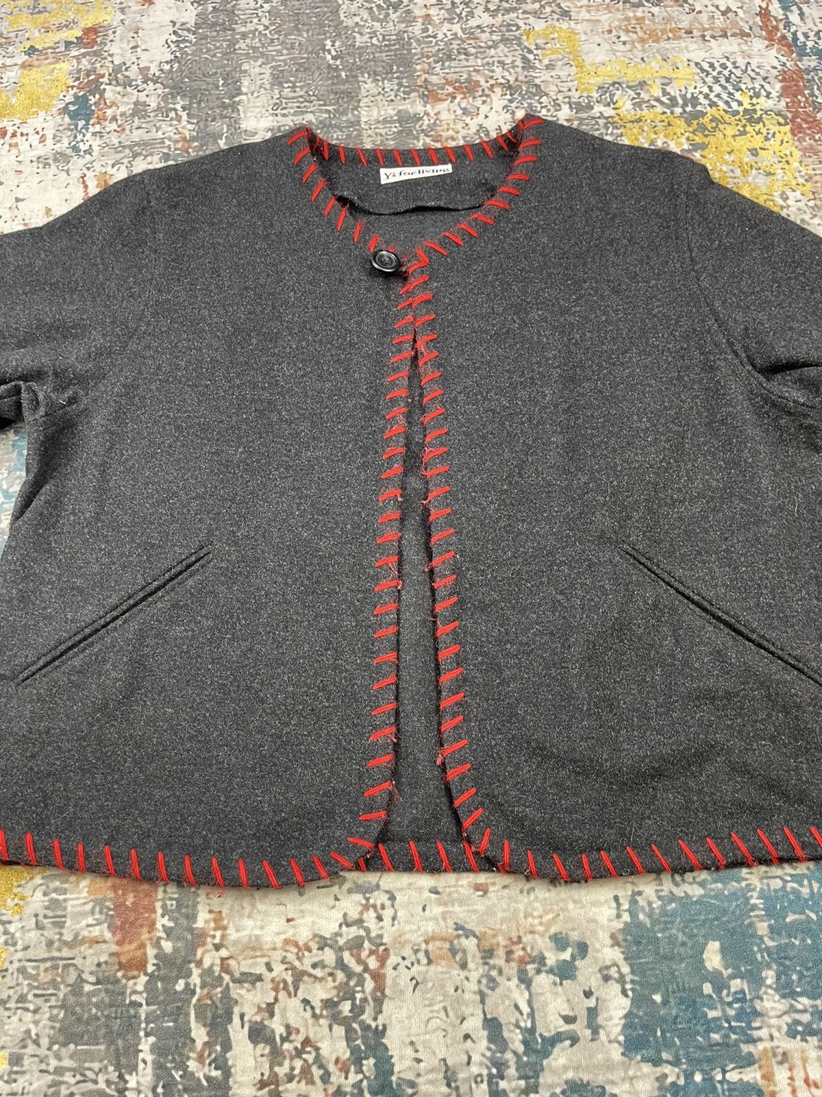 Y's Yohji Yamamoto Y’s For Living Red Trim Sweater Cardigans Size L / US 10 / IT 46 - 4 Thumbnail