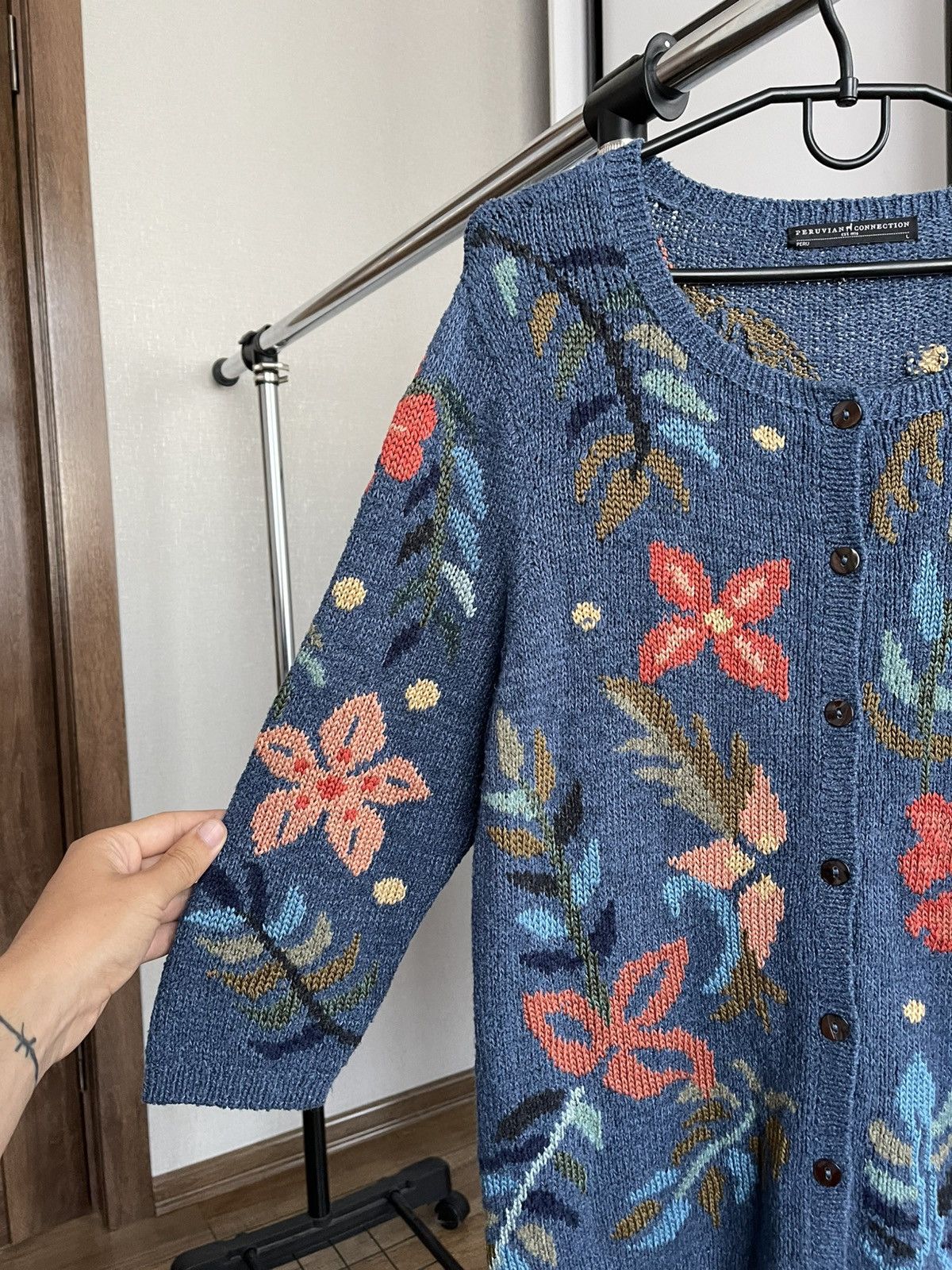 Vintage Peruvian Connection Peru Knit Cardigan Sweater Size L / US 10 / IT 46 - 6 Thumbnail