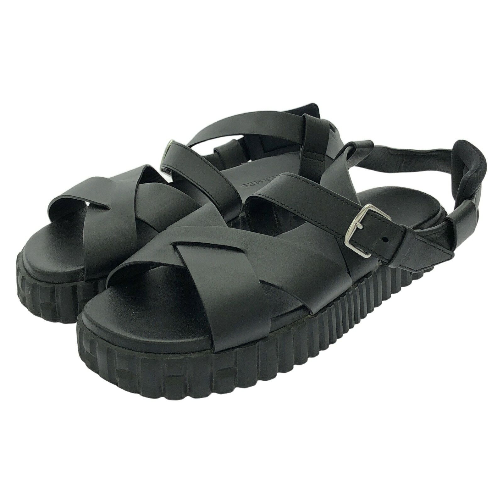 Hermes Hermes Sandal Leather Sandal Leather Shoes in Black, Men's