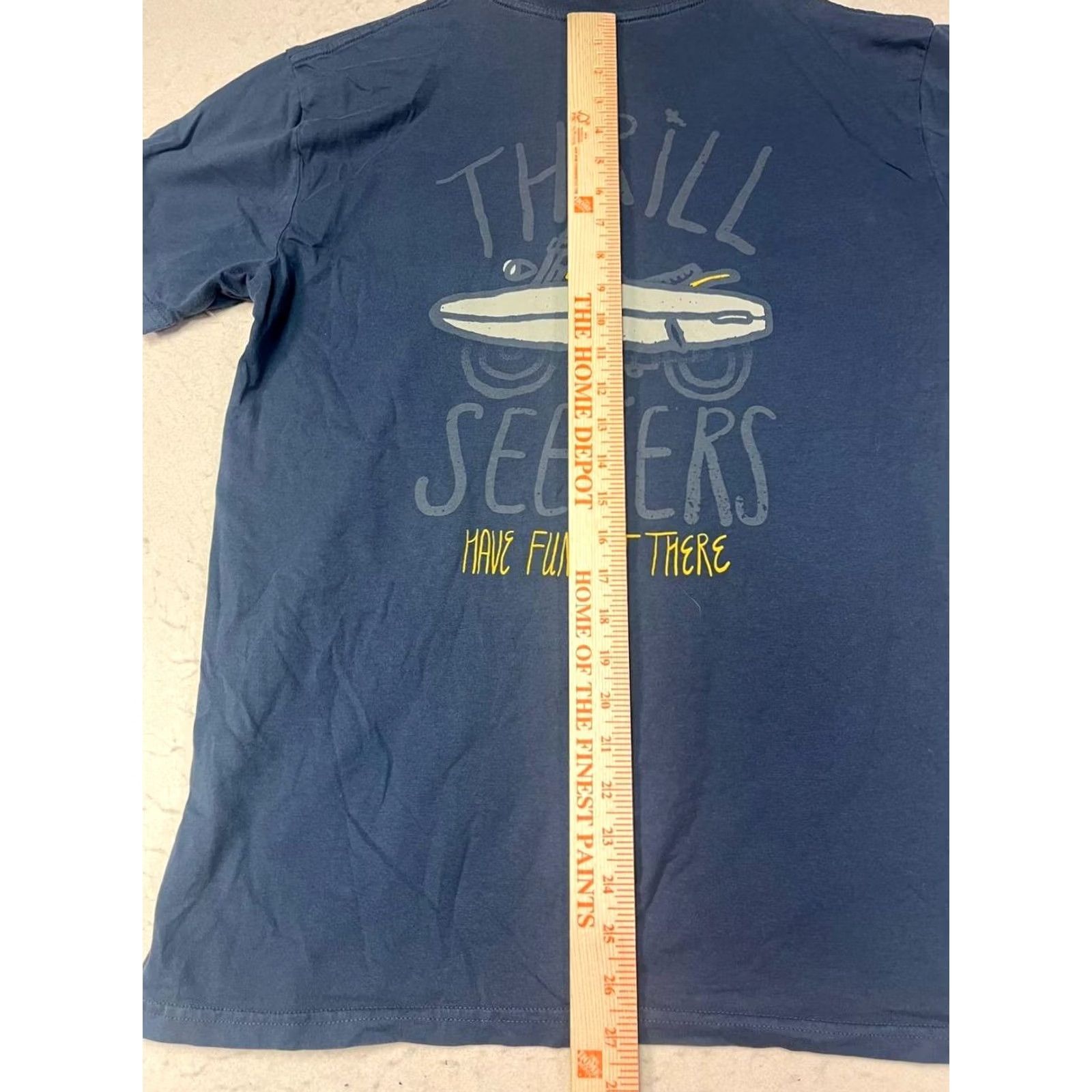 THRILLS Thrill Seekers T-Shirt Blue Short Sleeve 100% cotton Retro Size L Unisex Adults Mens Womens Size US L / EU 52-54 / 3 - 3 Thumbnail