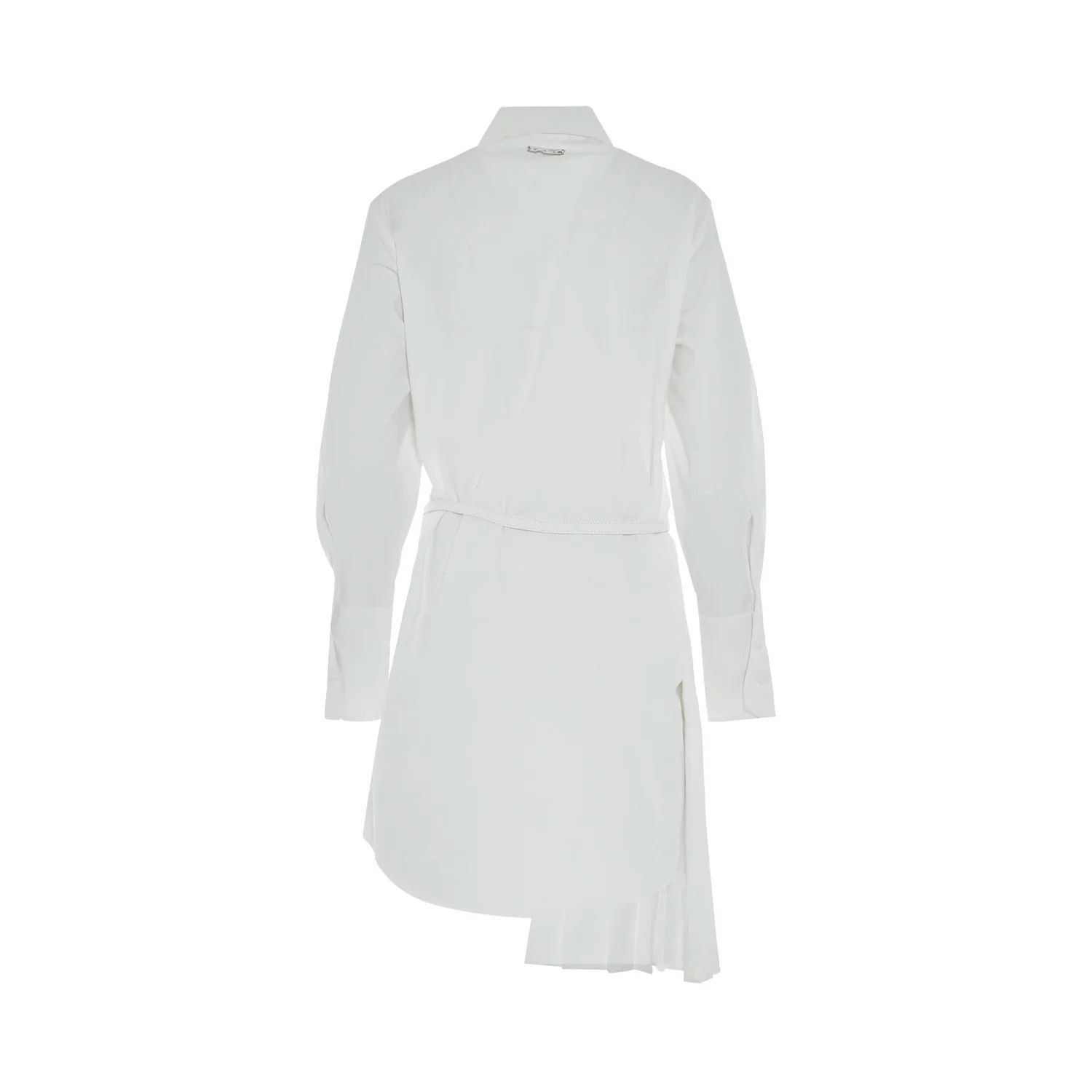 Off-White o1gr1nt0425 Popel Plisse Shirt Dress in White Size S / US 4 / IT 40 - 4 Thumbnail