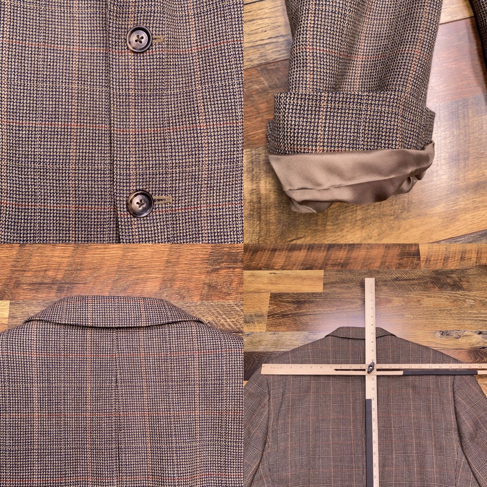Jos. A. Bank Jos. A. Bank Tweed Blazer 44L Brown Wool Plaid Sport Coat Men Regular Blazer Coat Notch Lapel Four-Button Inner Pockets Dry Clean Only Vintage No 0 Size 44R - 8 Thumbnail