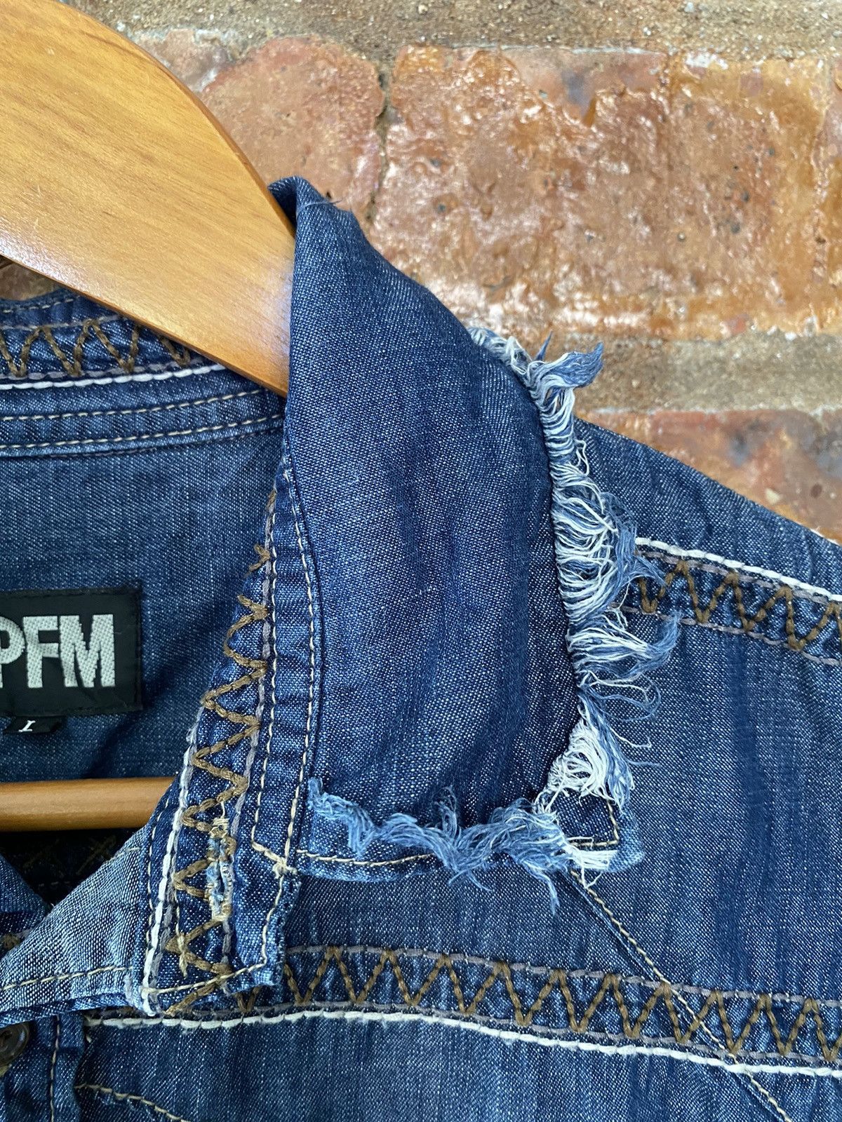 PPFM PPFM western hem fringe light denim 3/4 sleeve Size US M / EU 48-50 / 2 - 6 Thumbnail