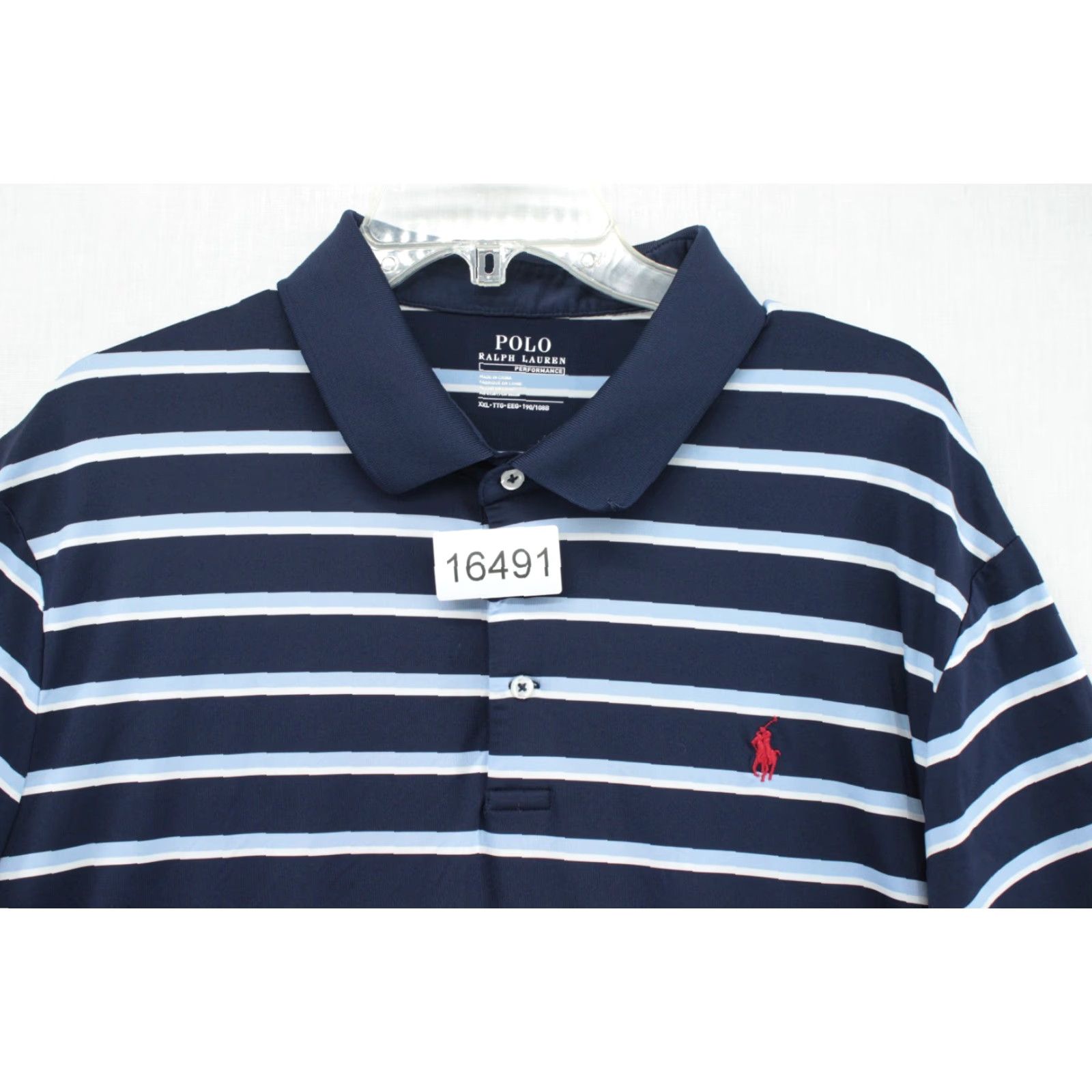 Polo Ralph Lauren Polo Ralph Lauren Shirt Mens 2XL Navy Blue Striped Performance Pony Short Sleeve Size US XXL / EU 58 / 5 - 6 Thumbnail